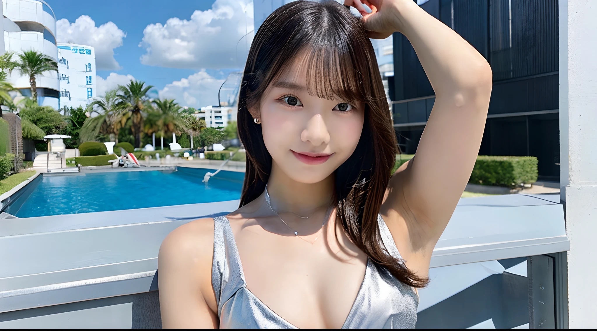 18-year-old race queen in silver bikini