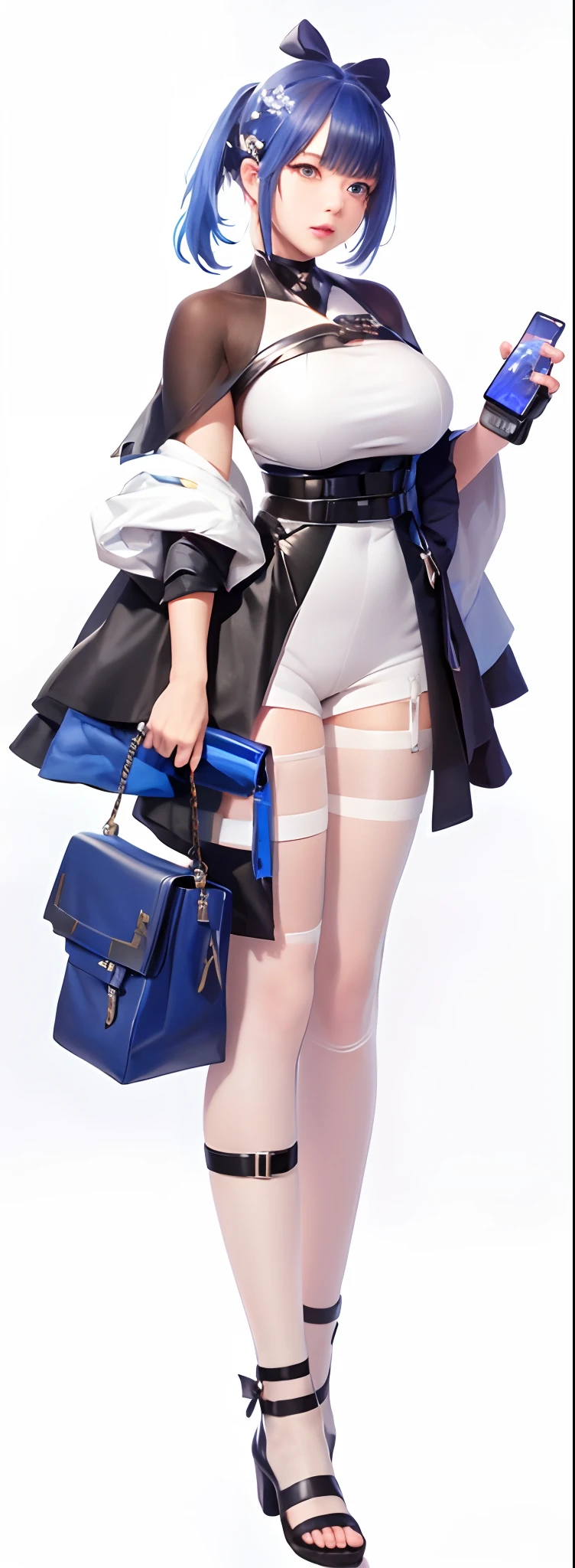 a close up of a person with a bag and a cell phone, fine details. girls frontline, from girls frontline, girls frontline style, oppai cyberpunk, azur lane style, from the azur lane videogame, girls frontline universe, girls frontline cg, biomechanical oppai, girls frontline, thicc, characters from azur lane, anya from spy x family