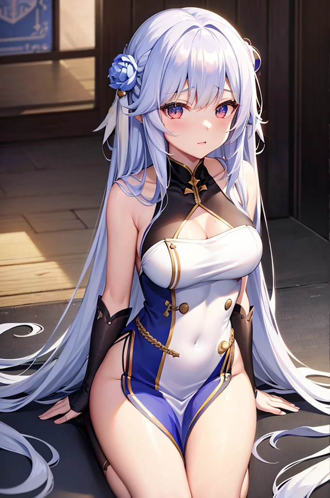 Anime characters with long hair and long hair in costumes, WLOP and Sakimichan, 《azur lane》role, Genshin, jazza and rossdraws, two beautiful anime girls, Ayaka Genshin impact, Anime girls, anime in fantasy style, A scene from the《azur lane》videogame, azur lane style, nixeu and sakimichan