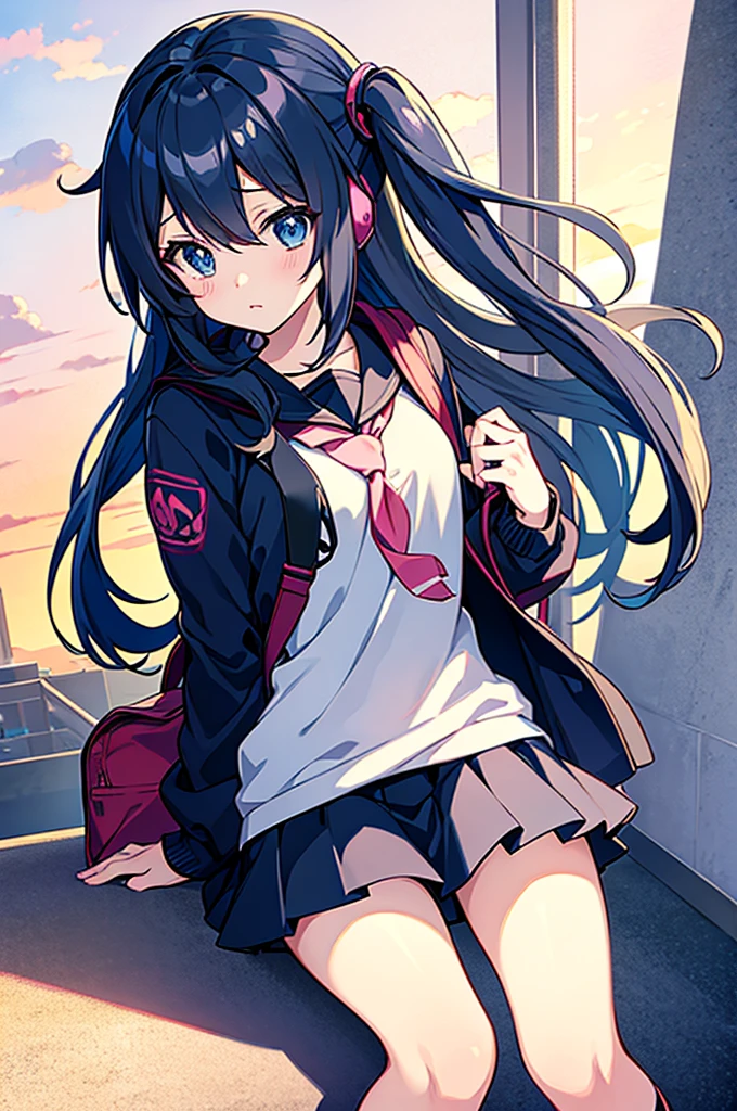 An anime character of a girl wearing headphones and a backpack, anime moe art style, anime visual of a cute girl, Cute anime girl, Cute anime style, pretty anime character design, lovely art style, Kantai collection style, (Anime girl), up of young anime girl, Style anime, High Quality Anime Art Style, Anime character design, Anime style illustration, beautiful anime art style