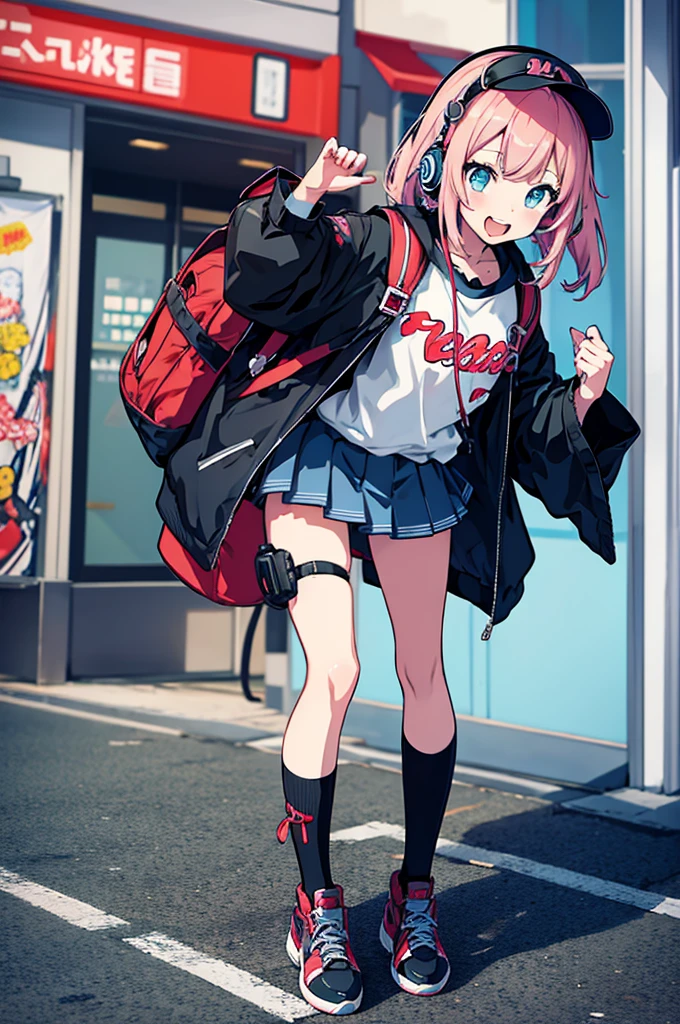 An anime character of a girl wearing headphones and a backpack, anime moe art style, anime visual of a cute girl, Cute anime girl, Cute anime style, pretty anime character design, lovely art style, Kantai collection style, (Anime girl), up of young anime girl, Style anime, High Quality Anime Art Style, Anime character design, Anime style illustration, beautiful anime art style