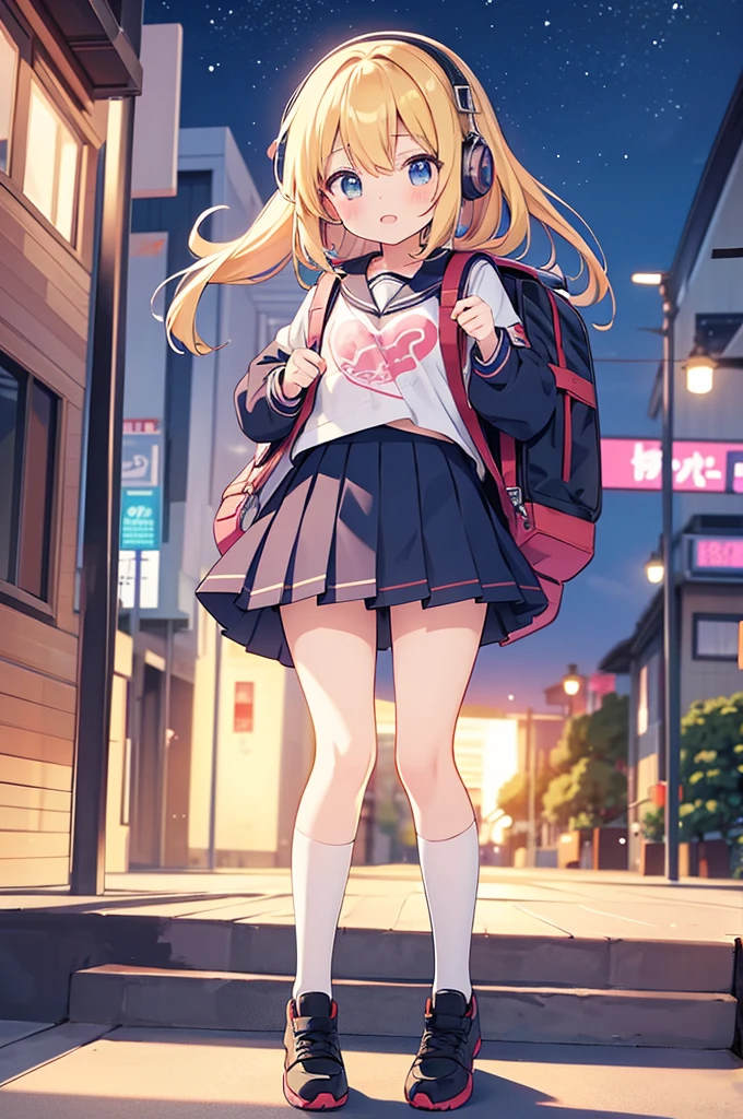 An anime character of a girl wearing headphones and a backpack, anime moe art style, anime visual of a cute girl, Cute anime girl, Cute anime style, pretty anime character design, lovely art style, Kantai collection style, (Anime girl), up of young anime girl, Style anime, High Quality Anime Art Style, Anime character design, Anime style illustration, beautiful anime art style