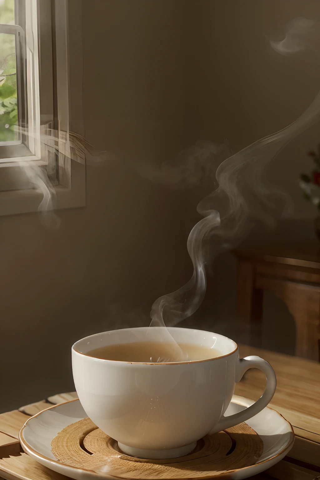 a cup of hot tea, steam rising, delicate porcelain cup, aromatic herbs, soothing beverage, comforting warmth, teabag floating, curled waves, fragrant infusion, swirling mist, tea leaves unfurling, relaxation and tranquility, cozy atmosphere, gentle sip, rejuvenating flavors, subtle sweetness, invigorating aroma, peaceful ambiance, moment of serenity, steaming elixir, slow morning ritual, comfort in a cup, uplifting brew, aromatic symphony, sip by sip, rejuvenating pause, enveloping aroma, warming sensation, velvety texture, awakening senses, gentle swirl, meditative experience, subtle infusion, cherished ritual, tranquil reverie, delicate balance, mindfulness in a cup, tea leaves dancing, awakening the spirit, nourishing elixir, liquid serenity, a moment of stillness