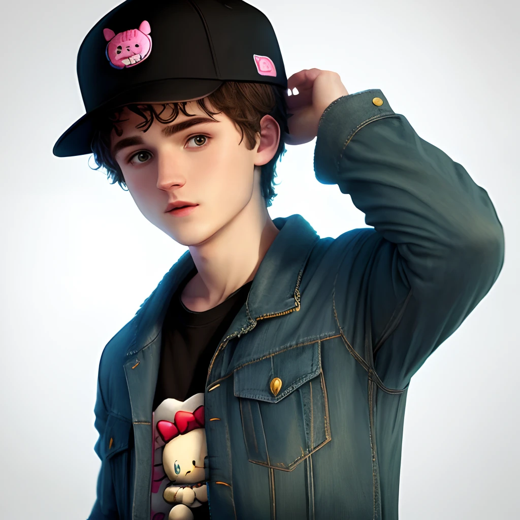 Josh Hutcherson wearing a hello kitty hat