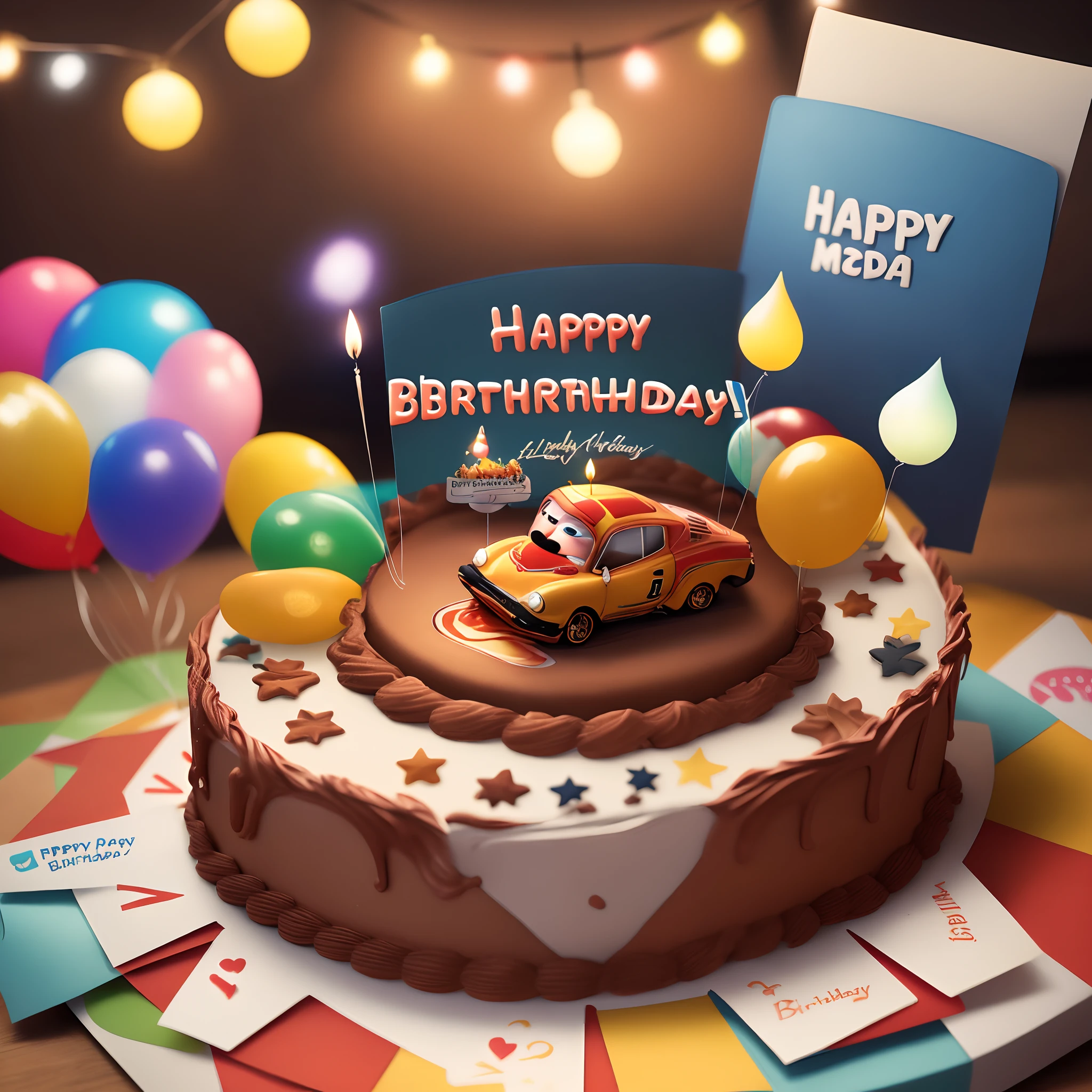 A birthday card on the theme of lighting McQueen