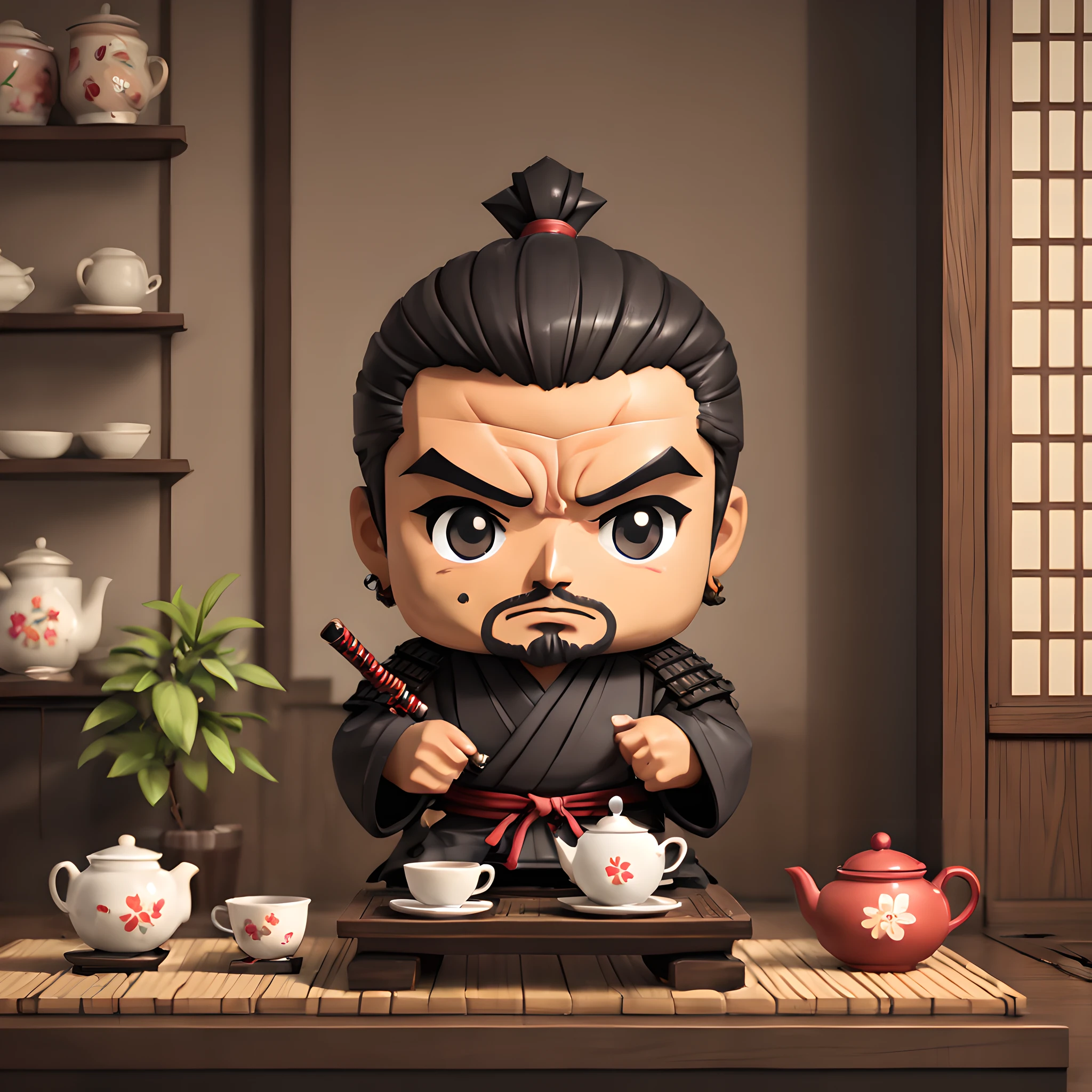 (Pixel art:1.5), (pixel theme:1.5), (chibi emote:1.5), (chibi character:1.5),(fantasy:1.5), (1japanse samurai:1.5), (Toshiro Mifune:1.5), (tea:1.5), (tea ceremony:1.5), (tearoom:1.5),