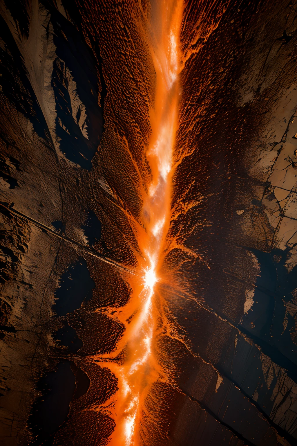 Overhead shot of the magma flow