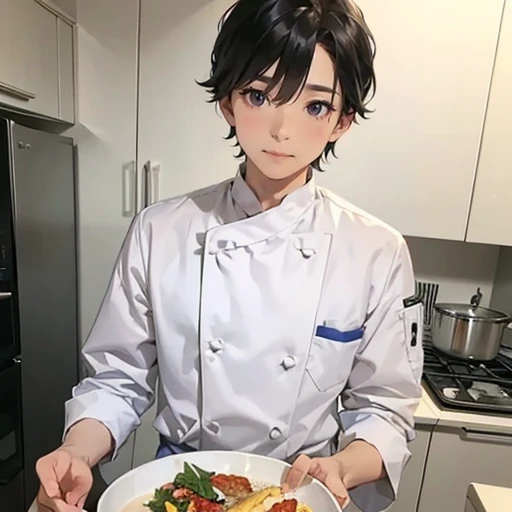 male people、chef、white clothes、a cool、年轻、twinks
