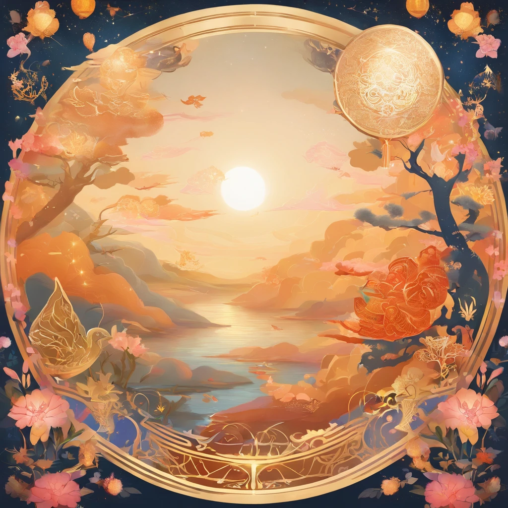 mid-autumn festival, Round Moon, the night, (Mooncakes), teas, fruit, edgBunny, Chang'e rushes to the moon, symmetry, high detailing, romanticism, spark of light, god rays, Ray tracing, nffsw, retinas, masutepiece, ccurate, Super Detail, high details, High quality, Best Quality, hight resolution, 16 K, Anatomically correct