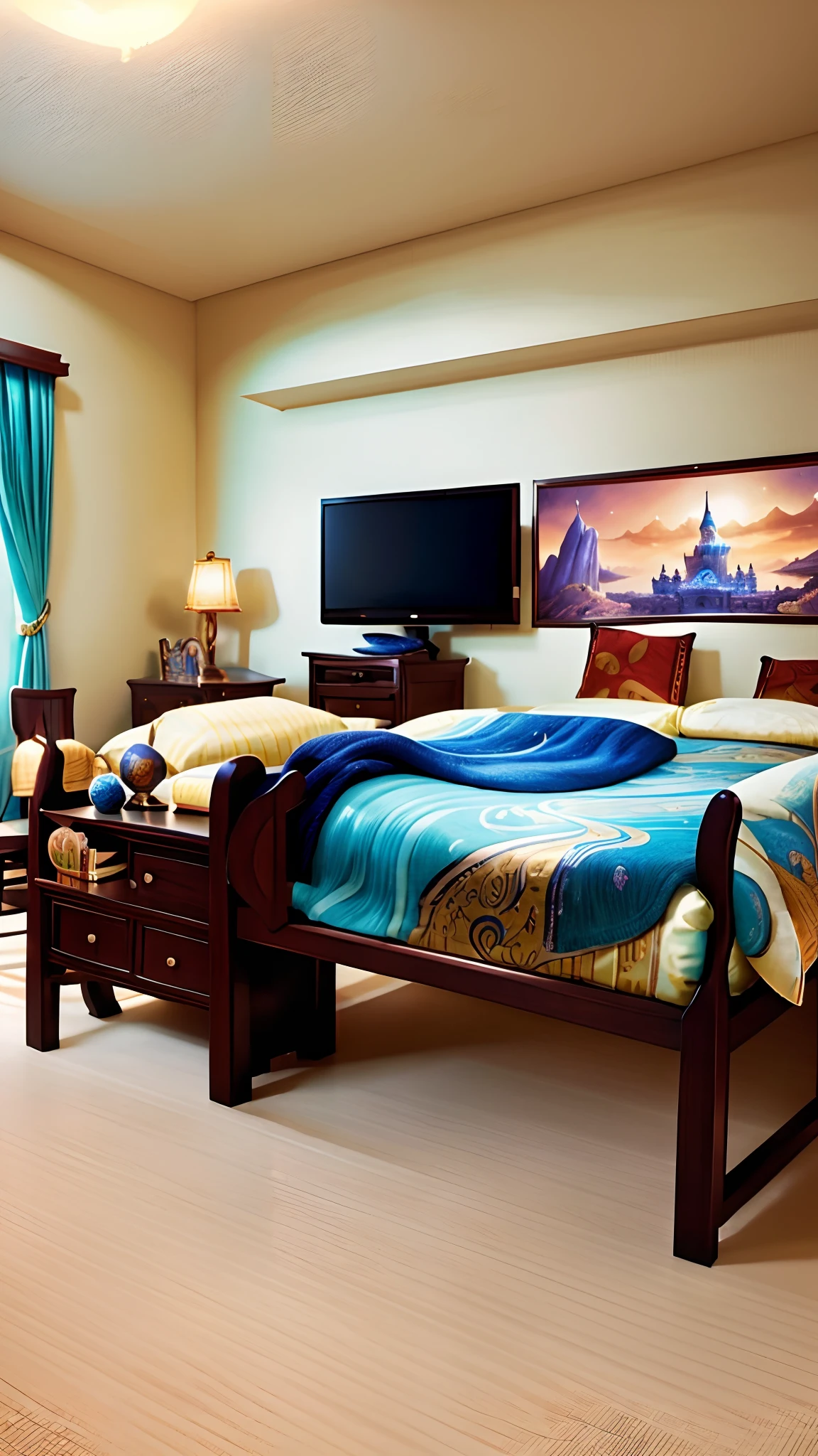 A very stylish room。Cool expression。Disney-style scenery。Photorealsitic。Fantasy room representation。Beautiful depiction。Art that strikes a chord with people