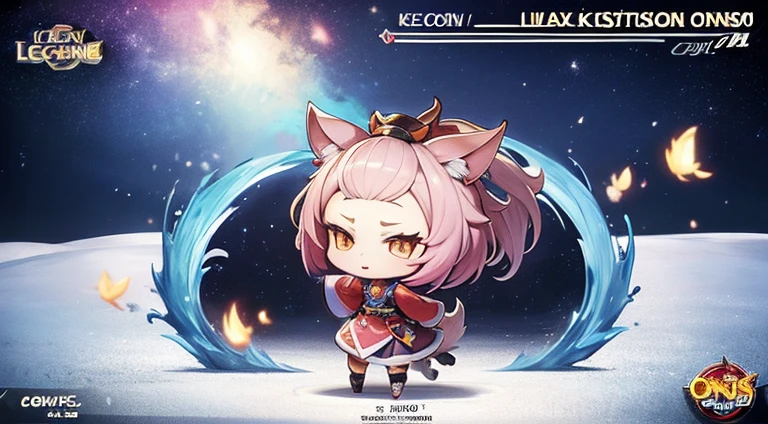 Anime characters have cats and dogs in the snow, fox from league of legends chibi, Official Splash Art, from league of legends, buizel and human fusion, onmyoji, komono, trending on cgstation, key art, character art of maple story, background-image, offcial art, side scroller, Genshin, Stylized anime, promotional art