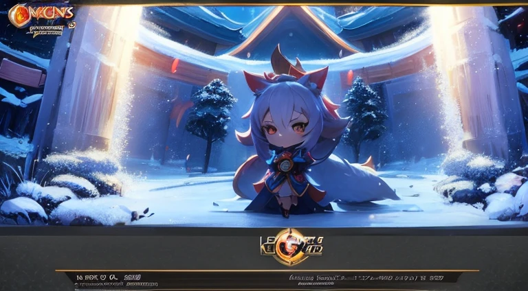 Anime characters have cats and dogs in the snow, fox from league of legends chibi, Official Splash Art, from league of legends, buizel and human fusion, onmyoji, komono, trending on cgstation, key art, character art of maple story, background-image, offcial art, side scroller, Genshin, Stylized anime, promotional art