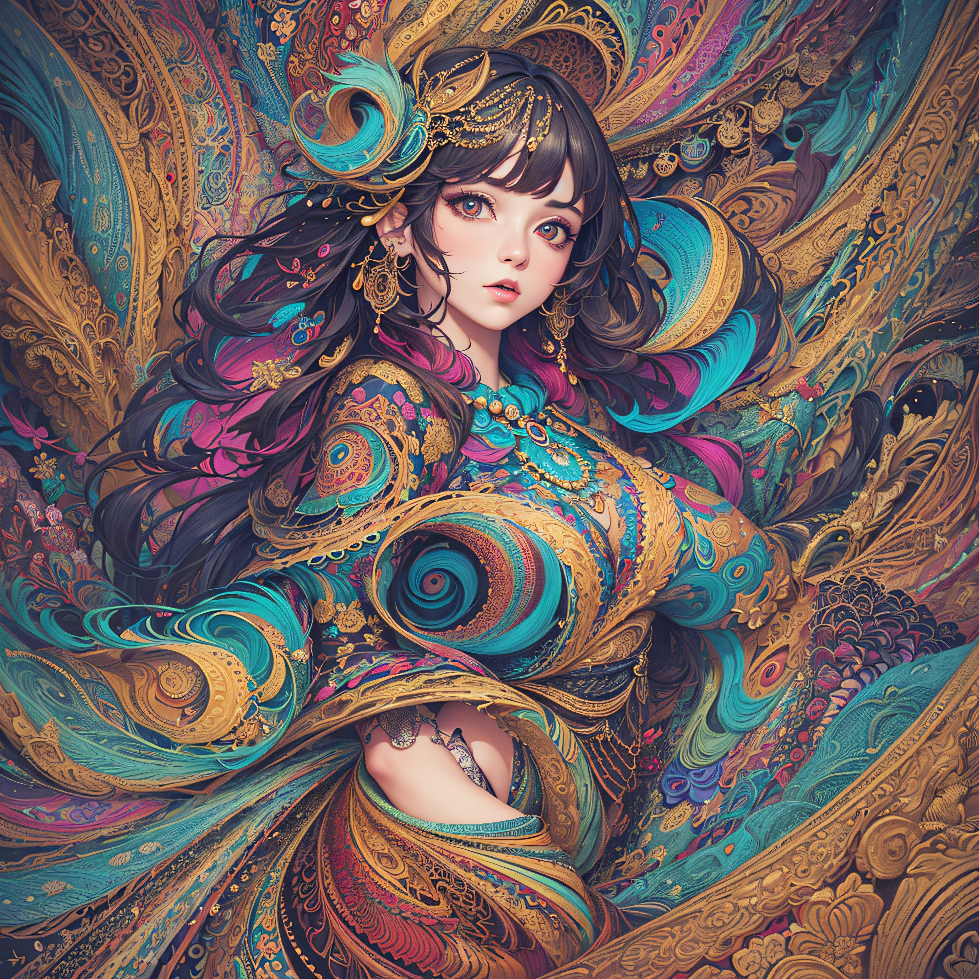 (masterpiece, top quality, best quality, official art, beautiful and aesthetic:1.2), (1girl), extreme detailed,(fractal art:1.3),colorful,highest detailed