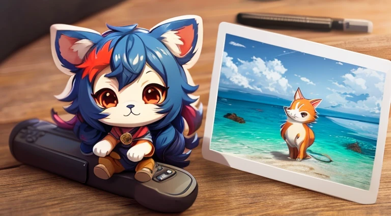 1boys，Artist name，sea beach，blue-sky，boots，​​clouds，overcast day，daysies，firey，shaggy，gradient sky，horizon，lakes，mont，the ocean，exteriors，heavenly body，pokemmo\（organism\），Shore，Skysky，ssmile，yuki，sunraise，Eau，wave，Anime characters have cats and dogs in the snow, Official Splash Art, buizel and human fusion, onmyoji, komono, trending on cgstation, key art, character art of maple story, background-image, offcial art, side scroller, Genshin, Stylized anime, promotional art