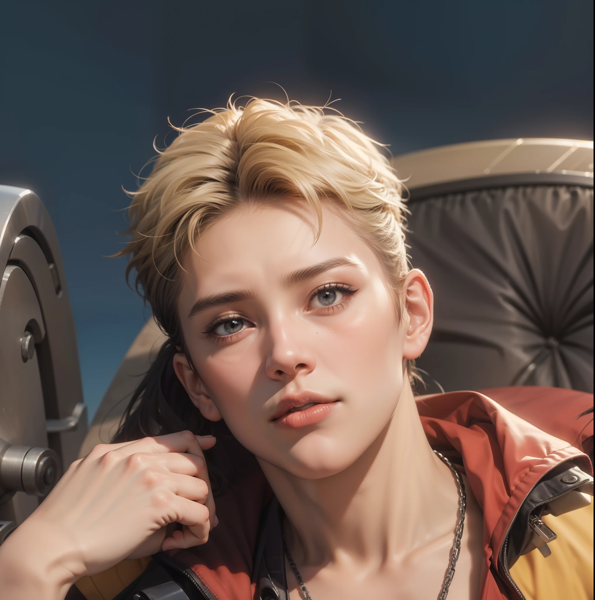 (max resolution: 1.2), (Ultra HDTV: 1.2), 8K resolution, Eye and skin details, detailed facial features, , (Sharp focus: 1.2), (Focus focus) facial expressions: 1.2), 1 Guy, Sitting, Blonde, Showing chest muscles, 8 Pack, (No shirt), (((Black briefs)))