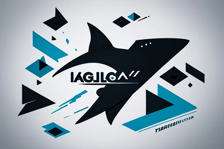 logotype,Shark fins,black in color,Minimalist,2D