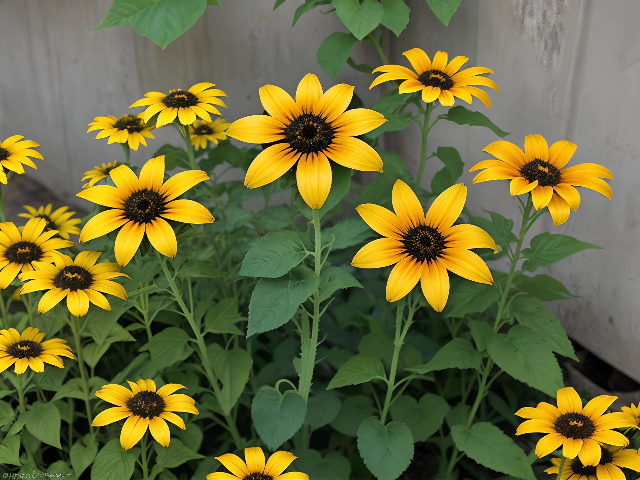 Black-Eyed Susans: Bright yellow flowers with dark centers.