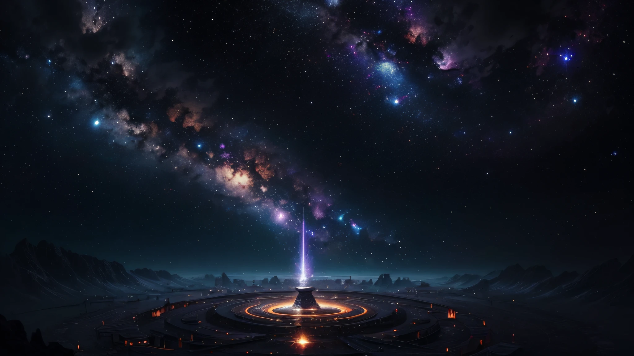 (Top image quality),illustratio,(hight resolution), (Very delicate), (ighly detailed),Background with,wall-paper,nighttime scene,starrysky,stele,kosmos,black hole,unmanned