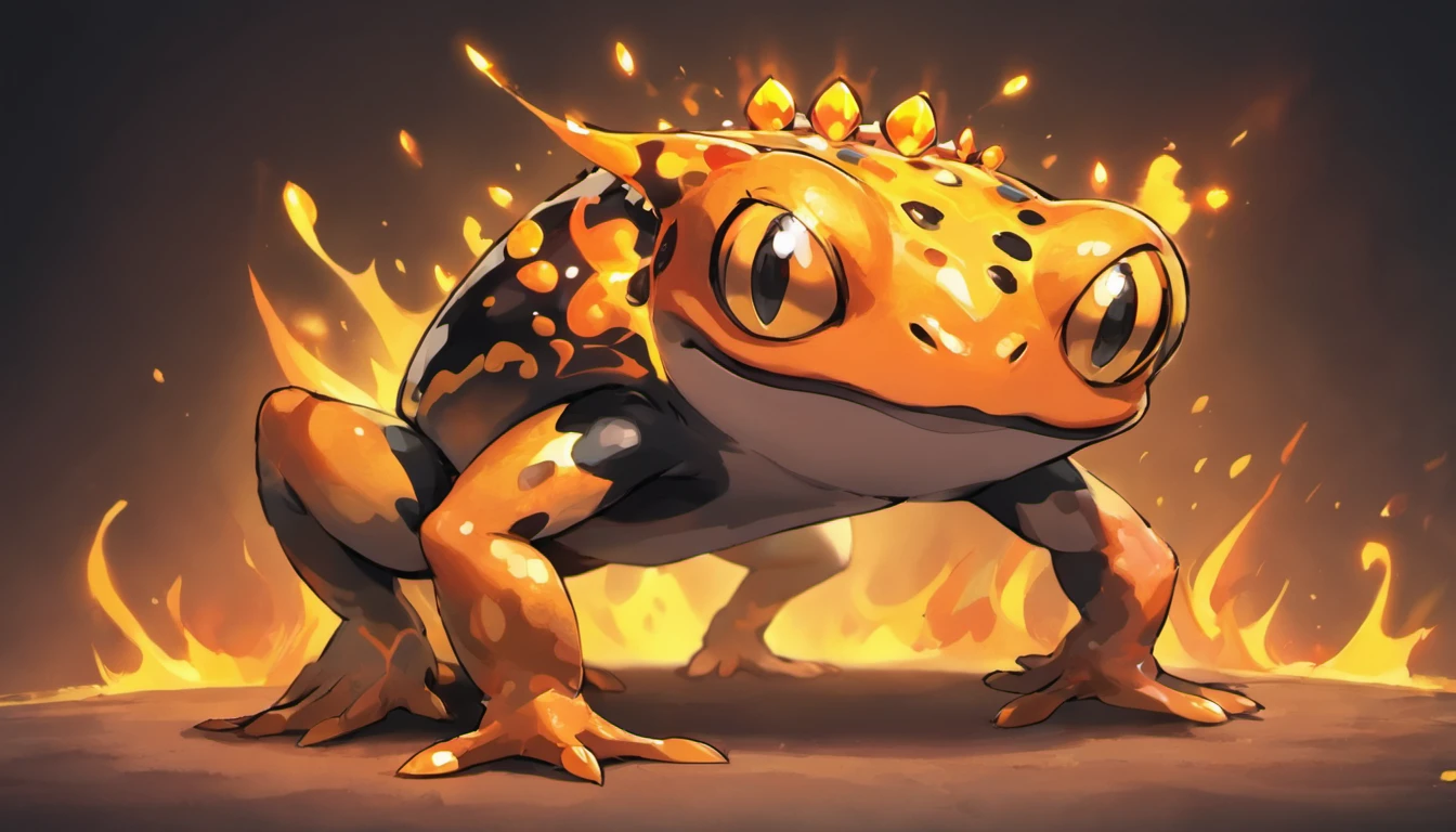 Demonic Frog, Evil Toad, Bipedal, Black and Organge, Firey Back Legs, Pokemon, third evolution