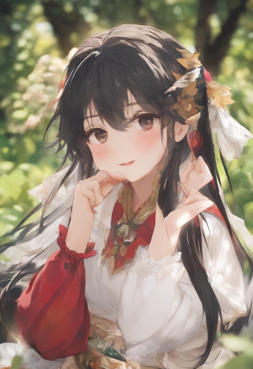 8K, Best quality, Masterpiece, 超高分辨率, (Realism: 1.4), Original photo, (Realistic skin texture: 1.3), (filmgrain: 1.3),Best quality,, (Fine details), (Intricate details), Cinematic light, Clear lines,1Blittle girl,adolable,ssmile,White eyes,with short black hair,JK,looking toward the viewer,Sitting on the steps