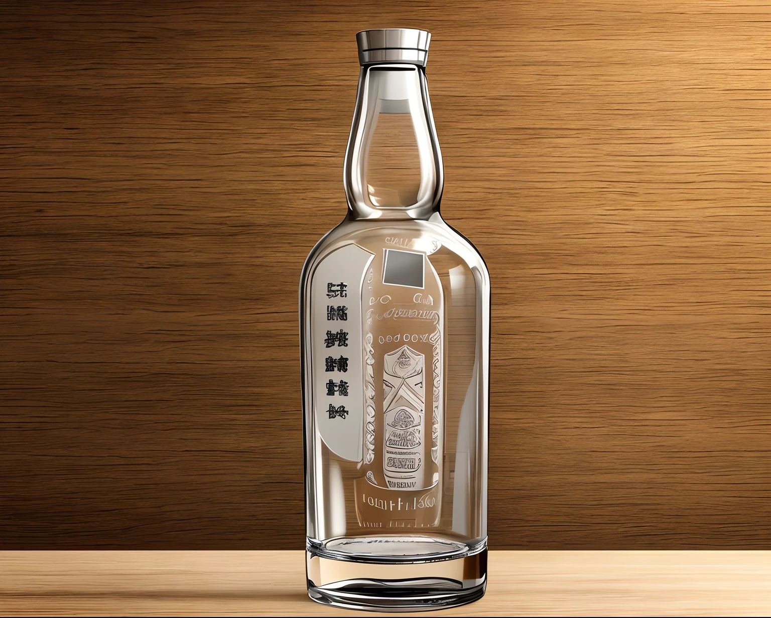 Clear glass bottle with black cap, whiskey bottle, fancy whiskey bottle, Glass bottle, round bottle, very fancy whiskey bottle, Bottle, bottle of vodka, Wine bottles, Clear glass, with clear glass, vodka, white wine bottle, e621, flask, schnapps, sake, Spirited, 4 0 9 6, clear detailed view, glass