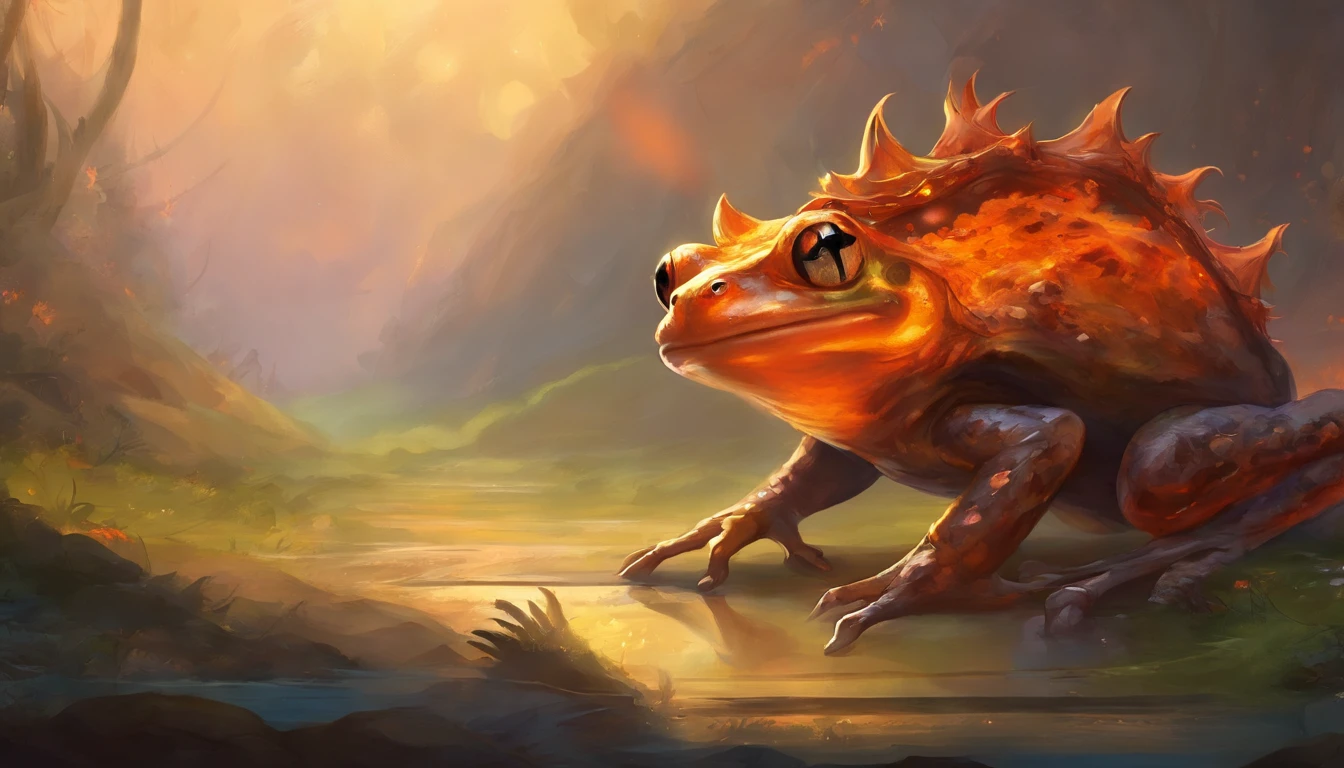 Demonic Frog, Evil Toad, Bipedal, Black and Organge, Firey Back Legs, Pokemon, third evolution