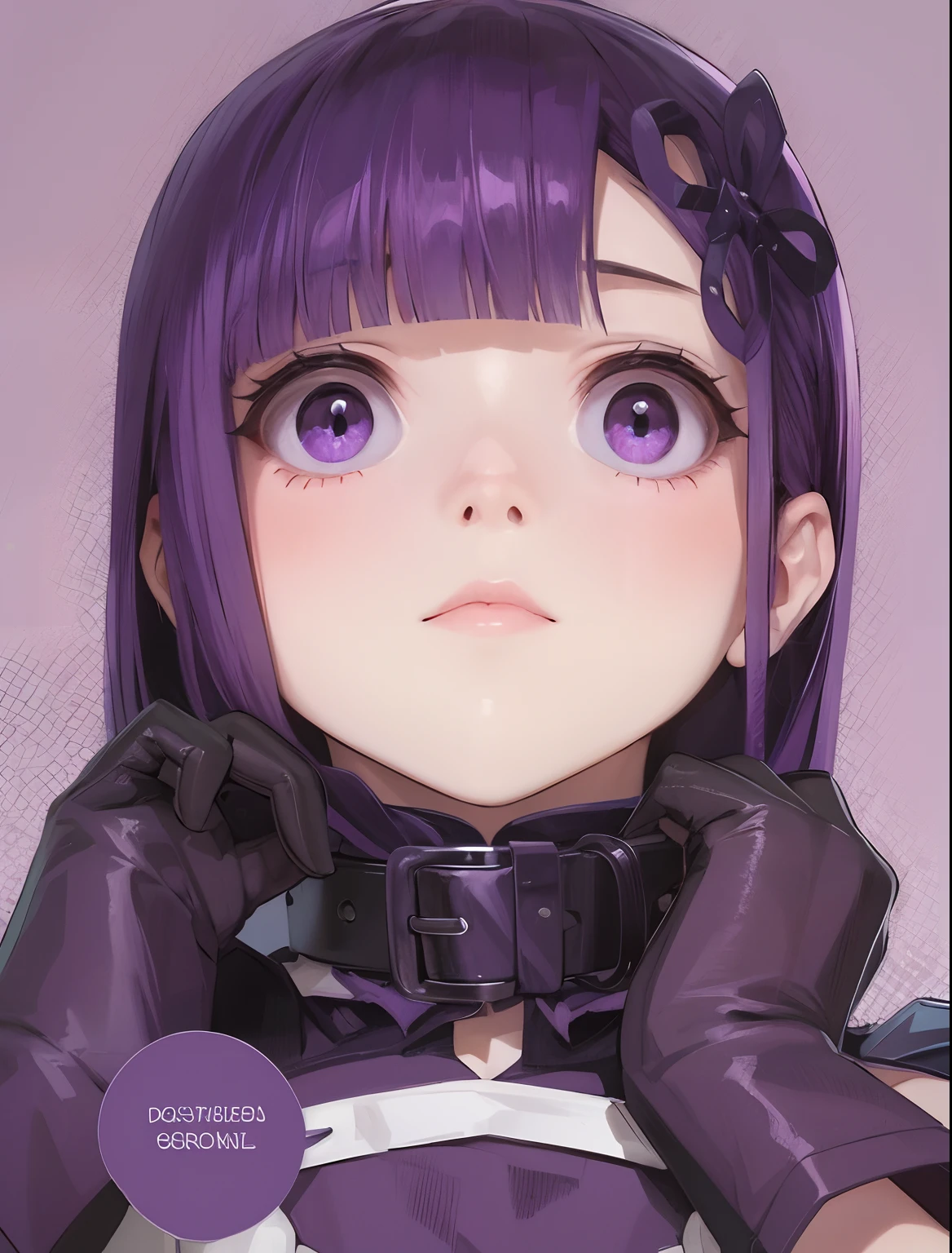 A girl with purple hair and purple eyes