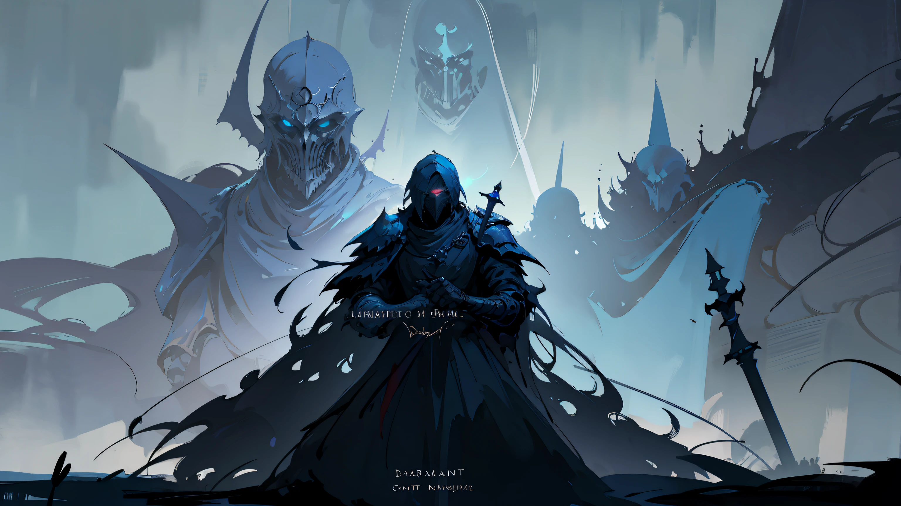 A man in a cloth robe holds a heavy sword, Brilliant colors，(cyan colors)(amarelo)(soot)(fog atmosphere)Illuminates the face，evil knight,fantasy knight,gothic knight,dark souls art style, dark souls concept art, digital painting concept art, digital concept art, darksouls concept art, illustration concept art, the dark souls knight, dark souls art, dark soul concept,concept art design illustration，Scene concept，