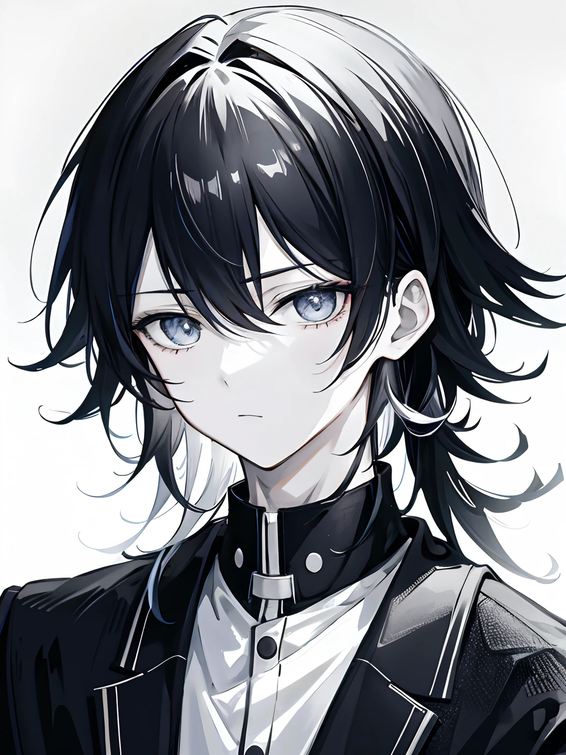 anime, black andwhite, Sad, Anime boys, Sad, Sad boy, Sad boy, Sad boy, Sad boy, Sad boy, Sad, , Handsome anime, Takashi Kashiwabara, Side face portrait masterpiece, Best quality, high high quality, extremely detailed CG unit8k wallpaper, 16k picture quality: 14:24 (Unbeatable masterpiece, Surrealist 8K CG, Perfect artwork.)