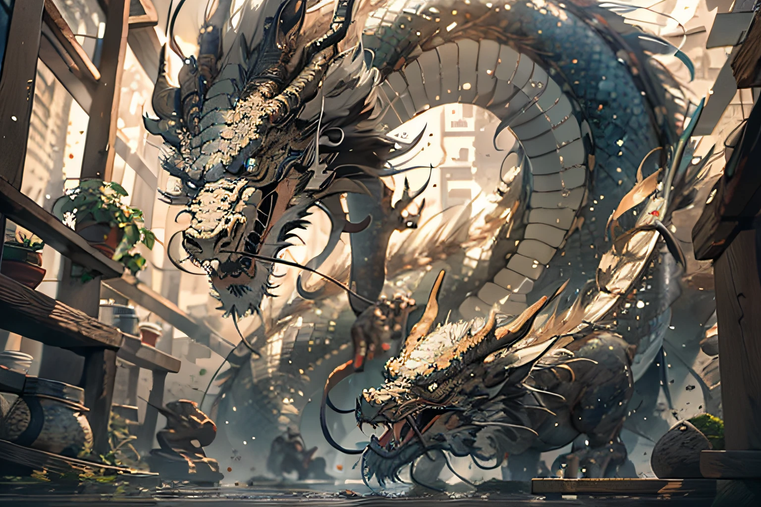 The Chinese White Divine Dragon soared into the air，（Girl manipulates dragons：1.3），（The girl has her back to the camera：1.3），Sky clouds surround the surroundings，Light magic，Fantastic background，Meaning background，Ridiculous background，There are artistic overlayulticolored hair, surrealism, Cinematic lighting, Ray tracing, god light, speed-line, angle of view, hyper HD, Masterpiece, Best quality, Super detail, A high resolution, High quality，（Far view：1.3）
