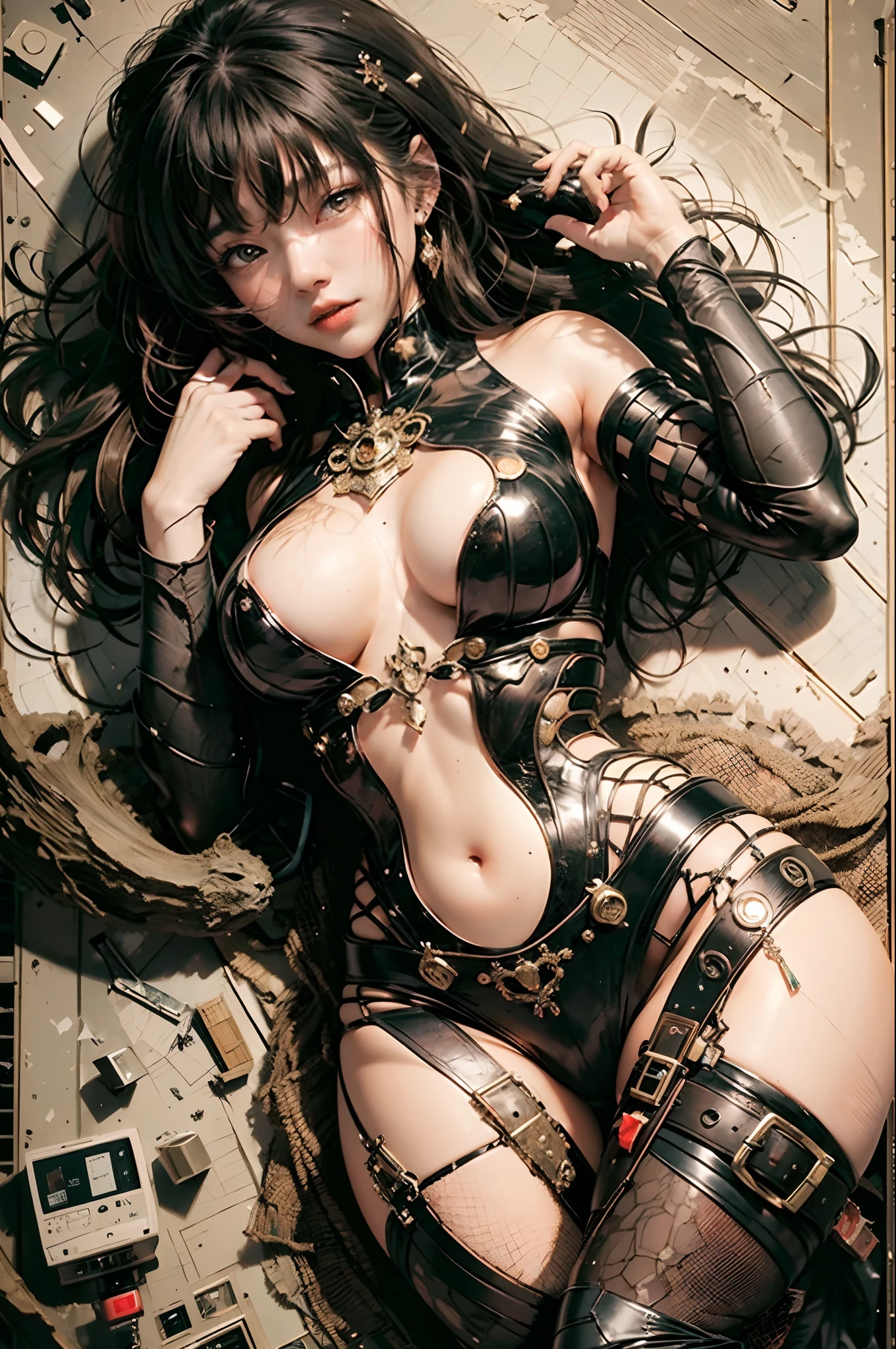 (masterpiece), (best quality), (ultra-detailed), (masterpiece), (best quality), (ultra-detailed), (masterpiece), (best quality), (ultra-detailed)Girl, bare legs, good figure, hollow out yarn, black long hair 4K --auto --s2