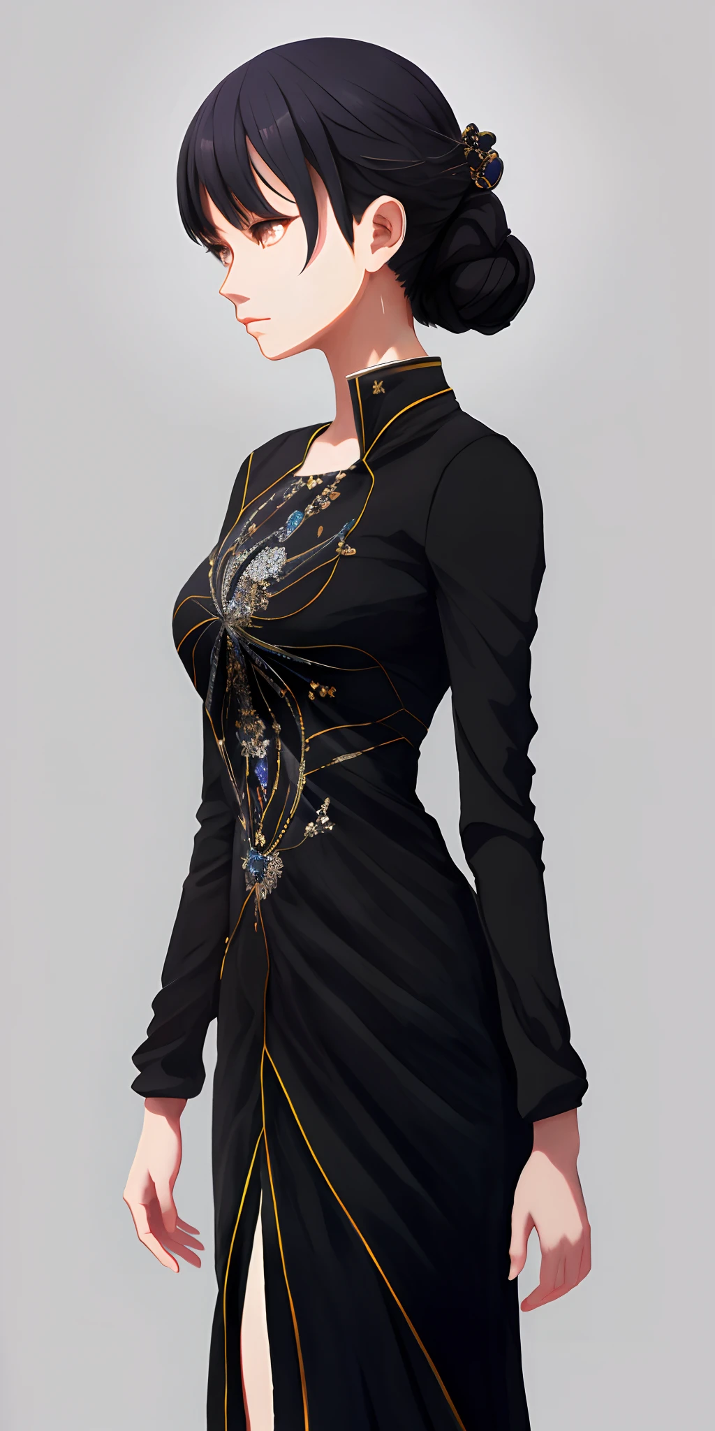 Komi San from de anime Komi can't communicate see a big black   wearing large white gauze dress, ssci-fi and fantasy, intricate and very very beautiful and elegant, highly detailed, digital painting, artstation, concept art, smooth and sharp focus, illustration, art