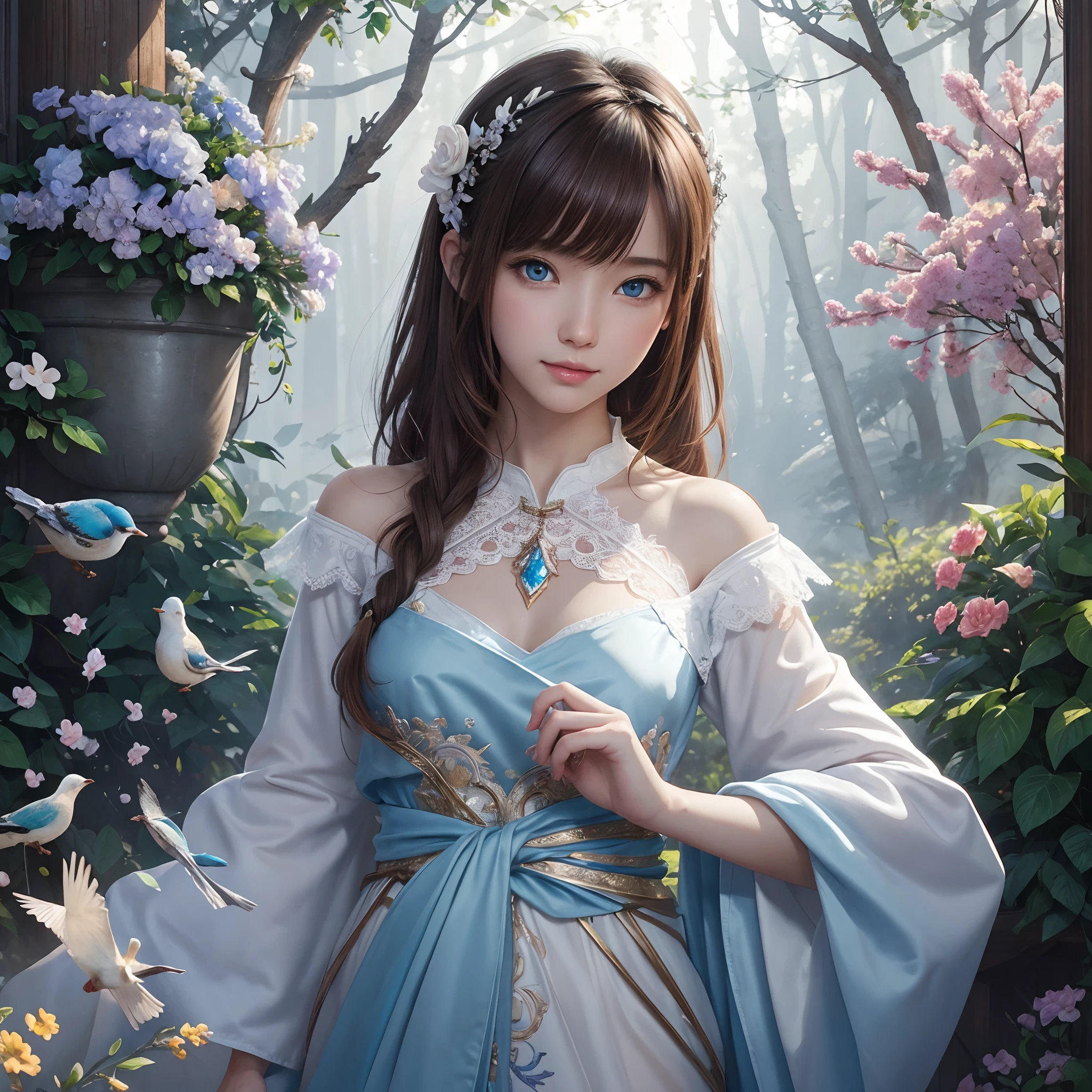 araffe woman in blue dress sitting on rock near a waterfall, photorealistic perfect body, goddess of Japan, seductive anime girls, hyperrealistic full figure, beautiful and seductive anime woman, trending at cgstation, Realistic young gravure idol, Breasts are large, realistic sensual gravure idol, beautiful goddess, Sexy girl, trending on cgstation, realistic shaded perfect body