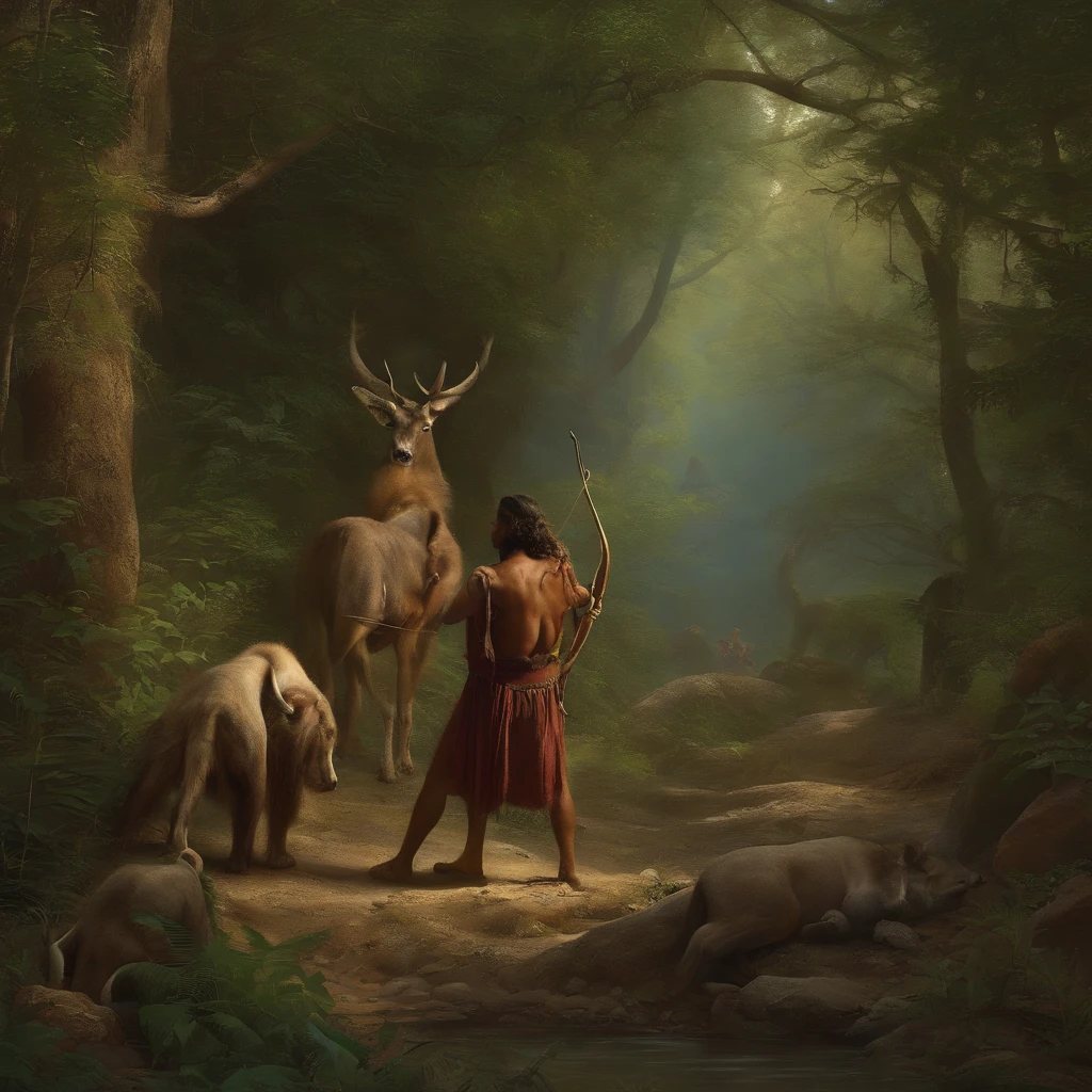 Unique image Samson strong body,cabelos grandes,Fighting with a lion,Epic lightning fight in the background, luta em 4k pintura 4k hd, Great Samson, Em primeiro plano, The lion in the background strong back, corpo forte, Samson stared the lioness in the face, Samson vs the Lion Epic Fight