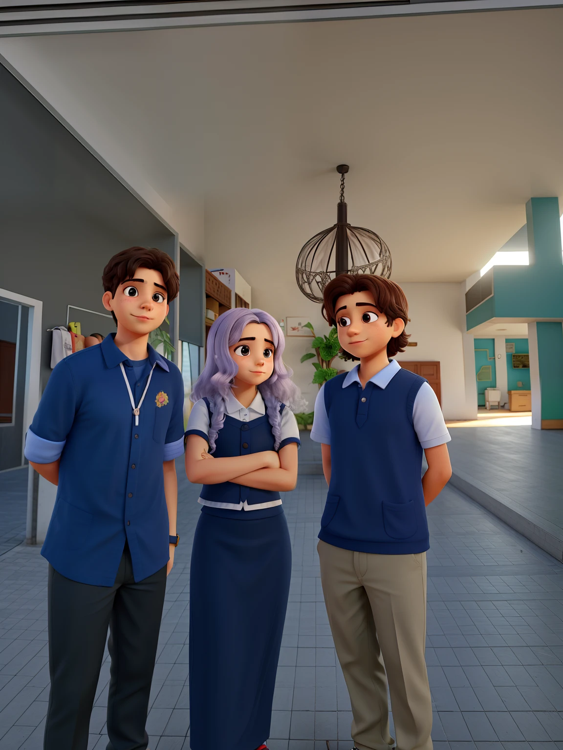 Dois meninos e uma menina loira