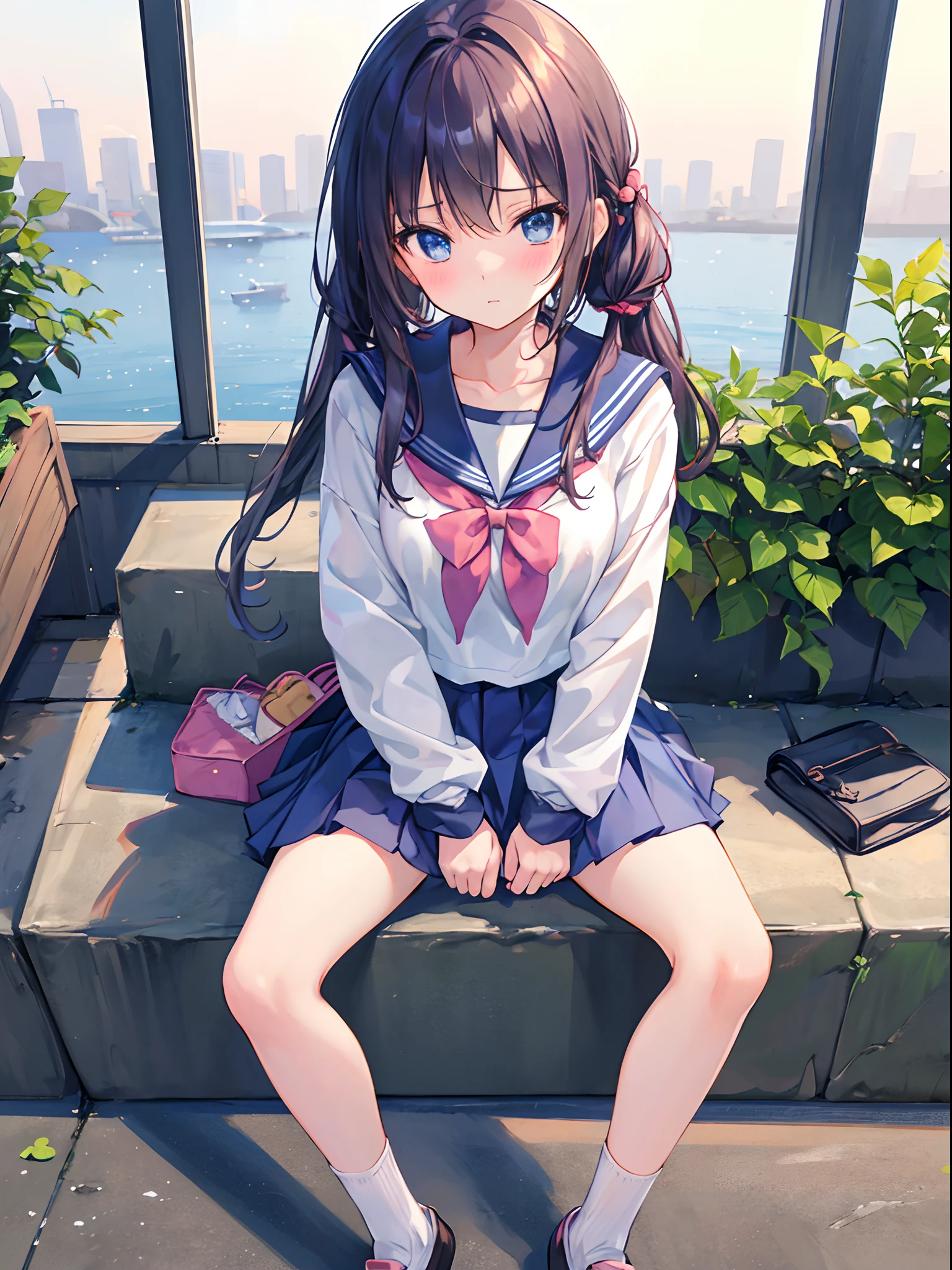 1girl in、A smile、Underwear、Cute underwear、Upper body portrait、Squatting panchira、
