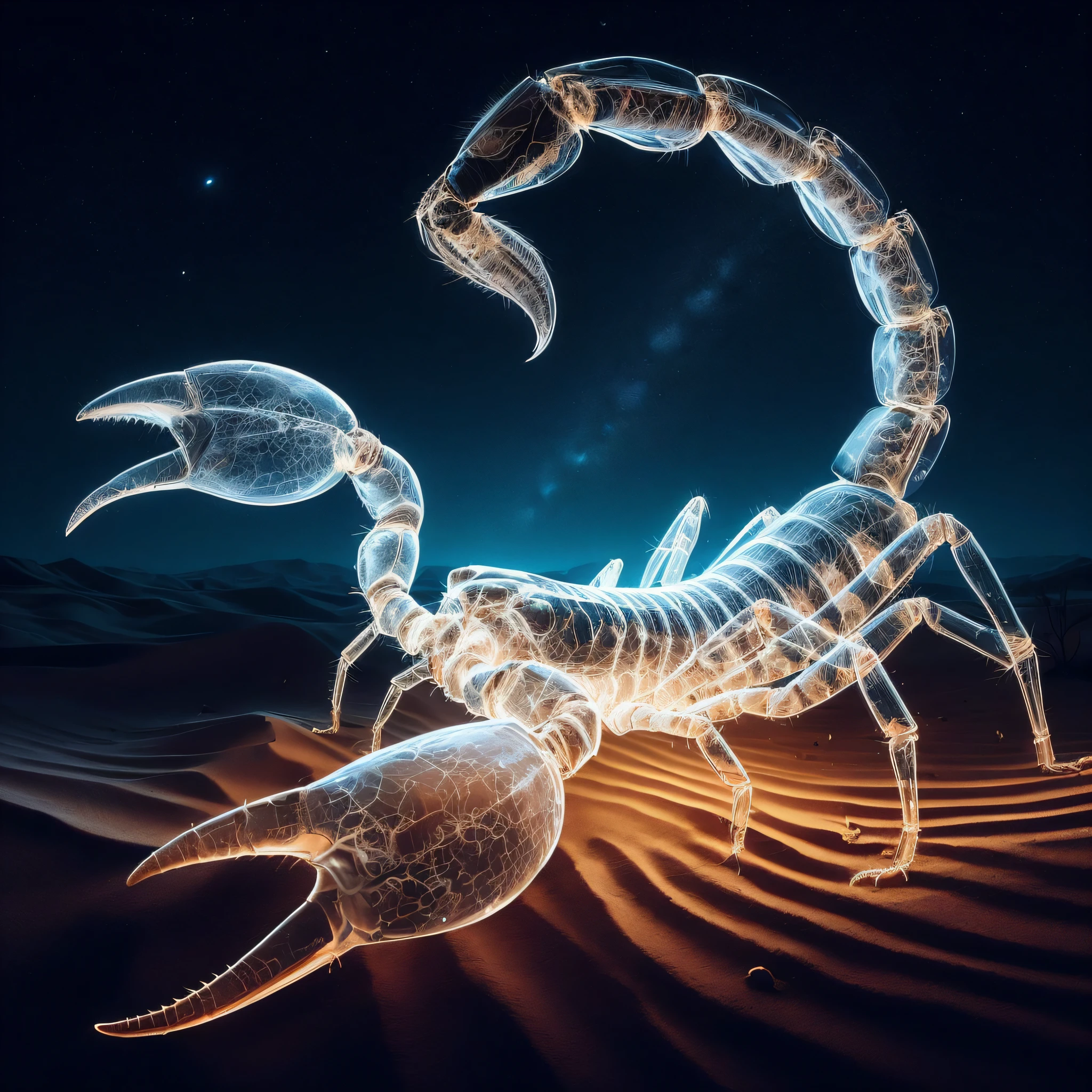 x-ray photograph of a scorpion in the desert