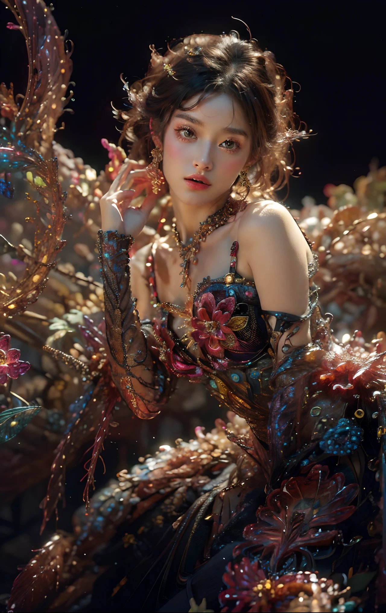 (masterpiece, top quality, best quality, official art, beautiful and aesthetic:1.2), (1girl), extreme detailed,(fractal art:1.3),colorful,highest detailed