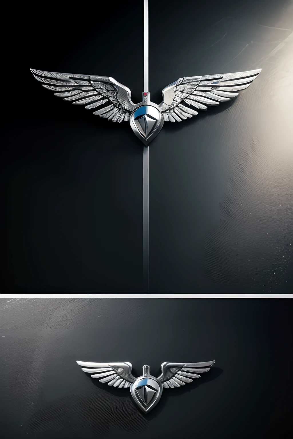 create a car brand logo that is 2 silver wings next to eac other