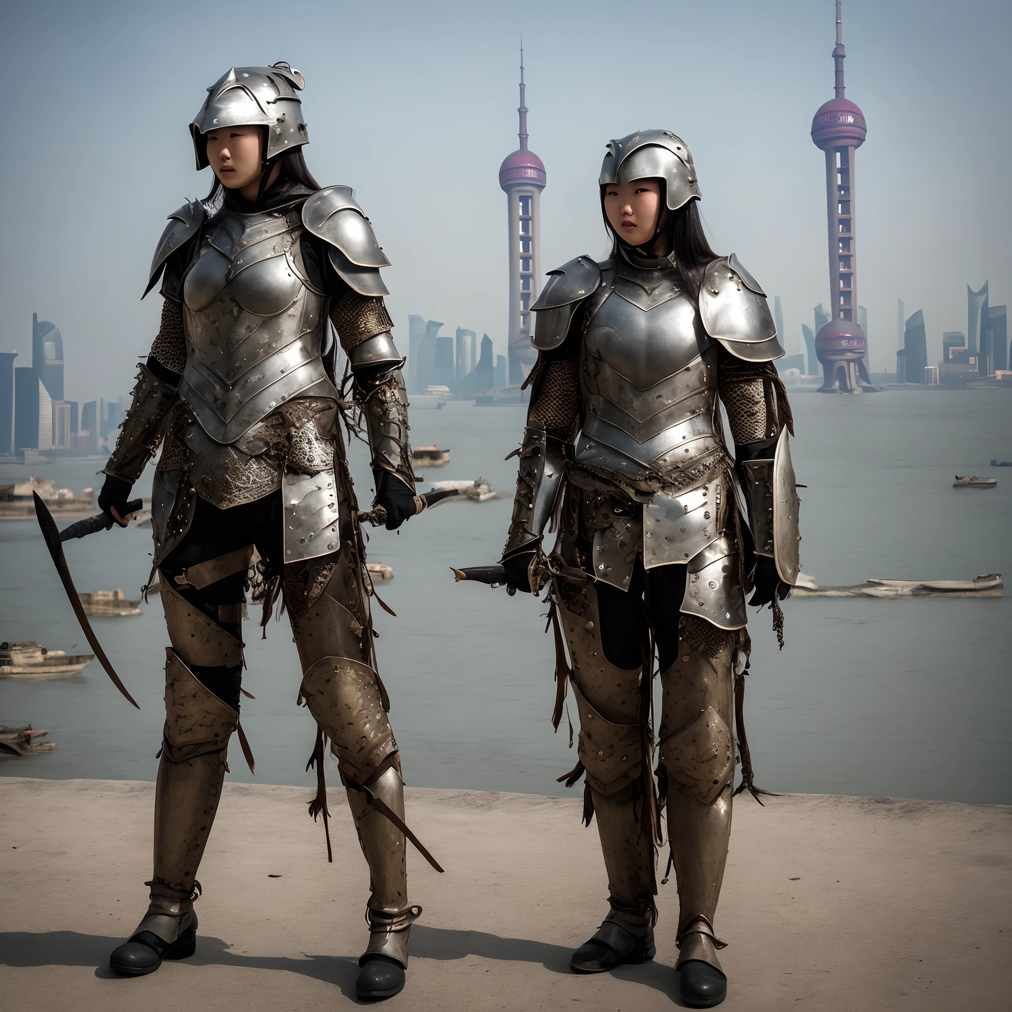 Shanghai at the end of the world，There's a cool girl in armor