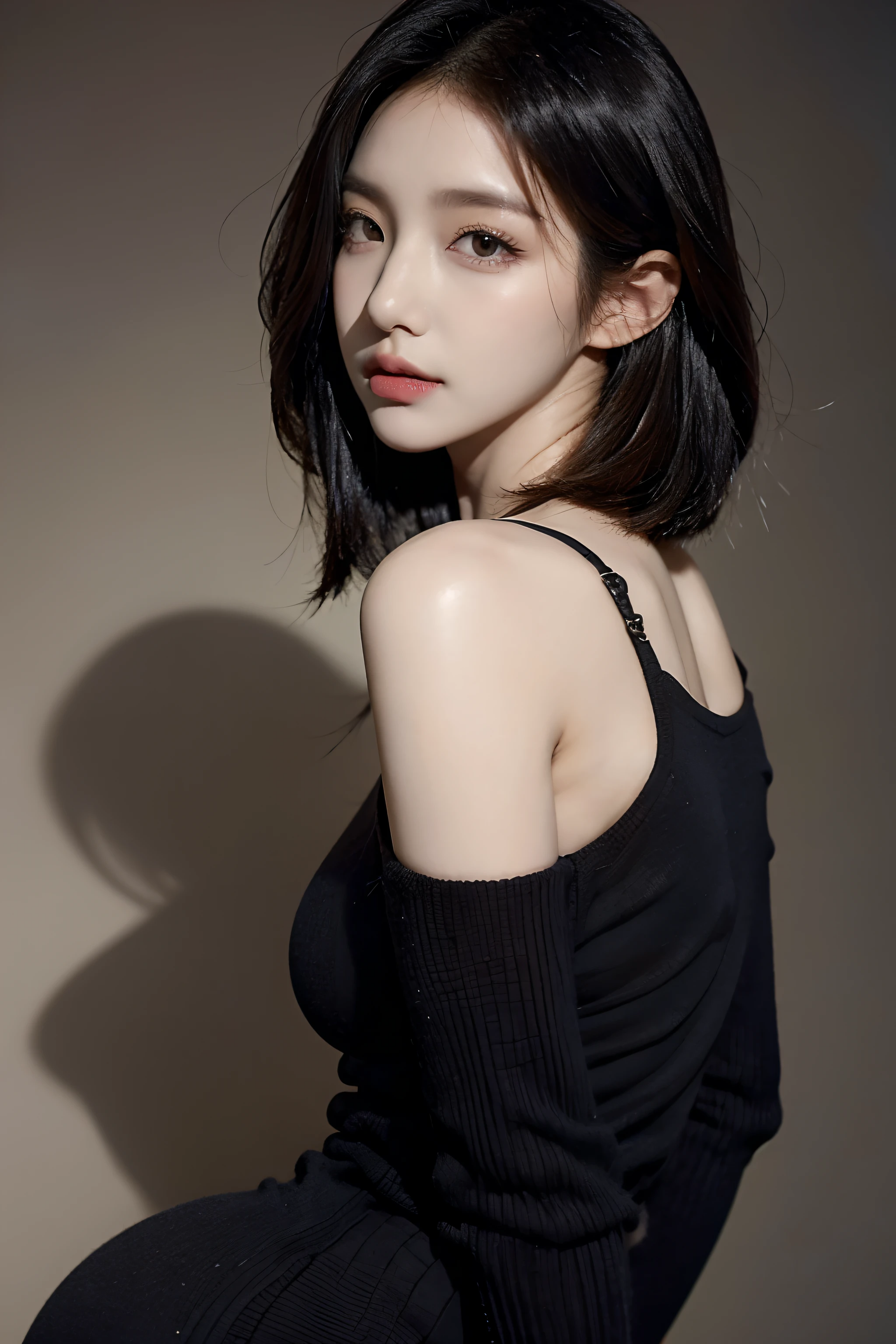 brown　bob　Jawline　Korean style　25-years old　femele　frontage