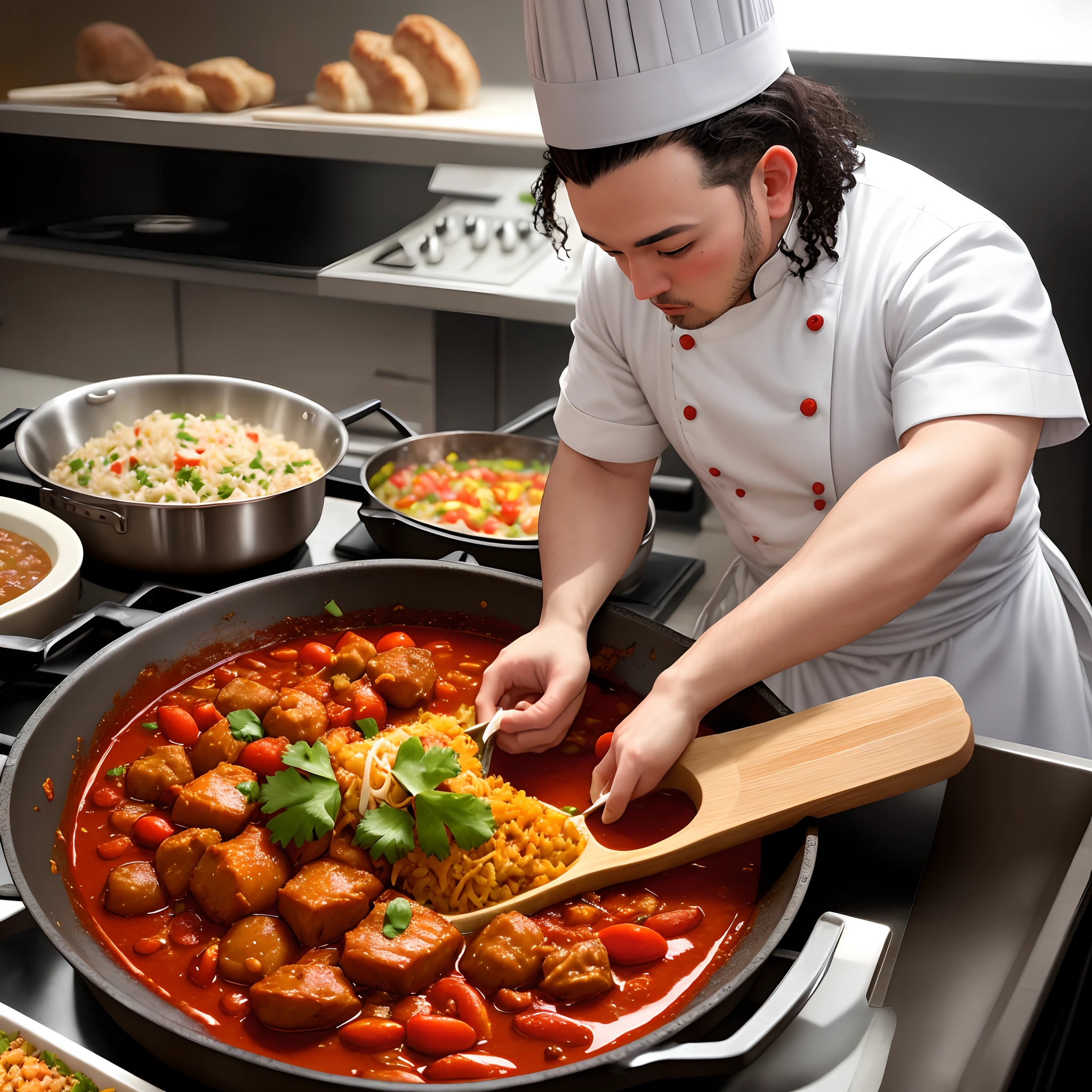 Chef cooking spicy food