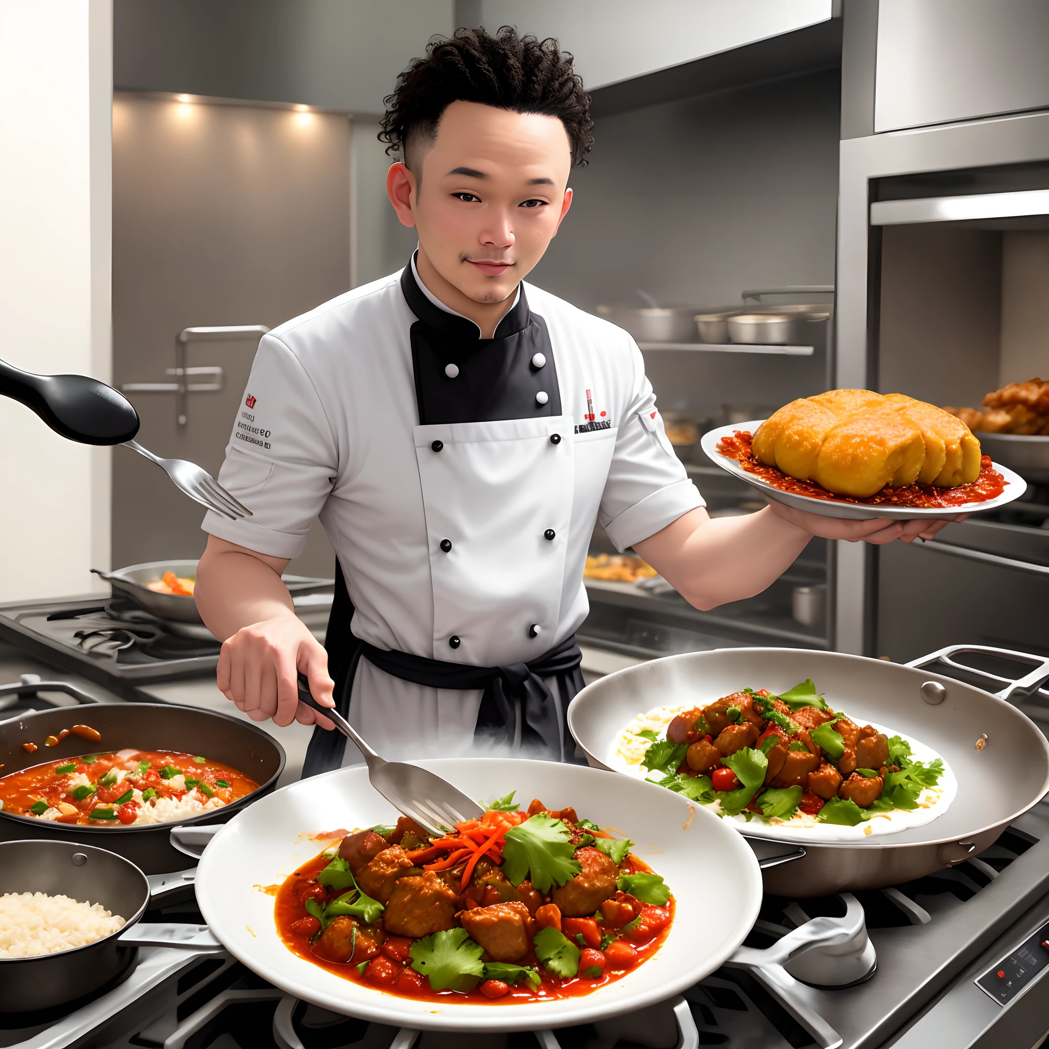 Chef cooking spicy food