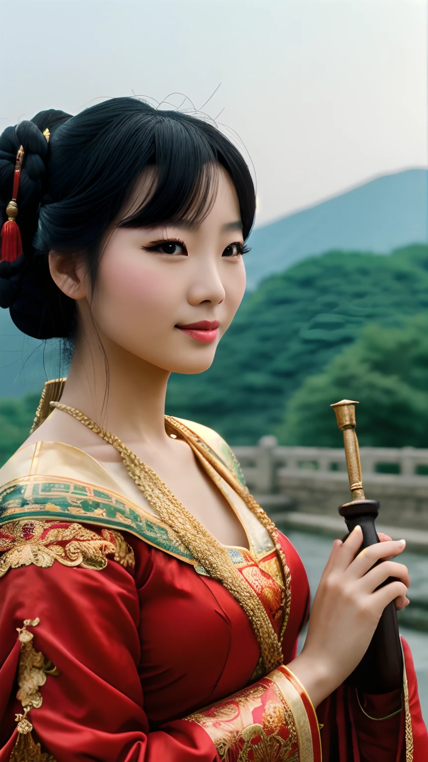 A beautiful Chinese prostitute in the 16th century. 8k, beautiful, Chinese, cannon, fuji film.