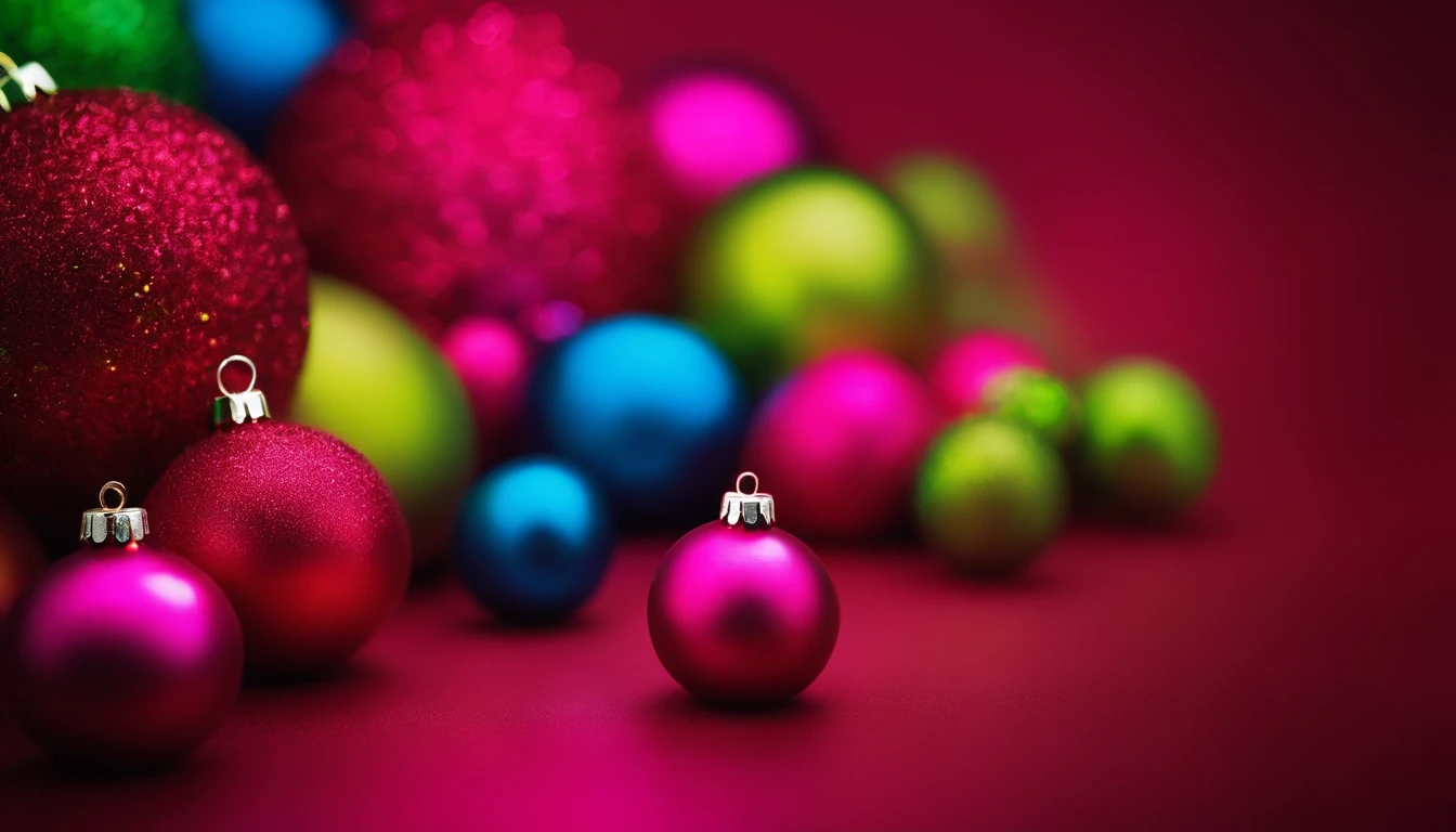 A vibrant and modern background showcasing a gradient of bright and bold Christmas colors, like hot pink, lime green, and electric blue, adding a contemporary twist to the holiday season