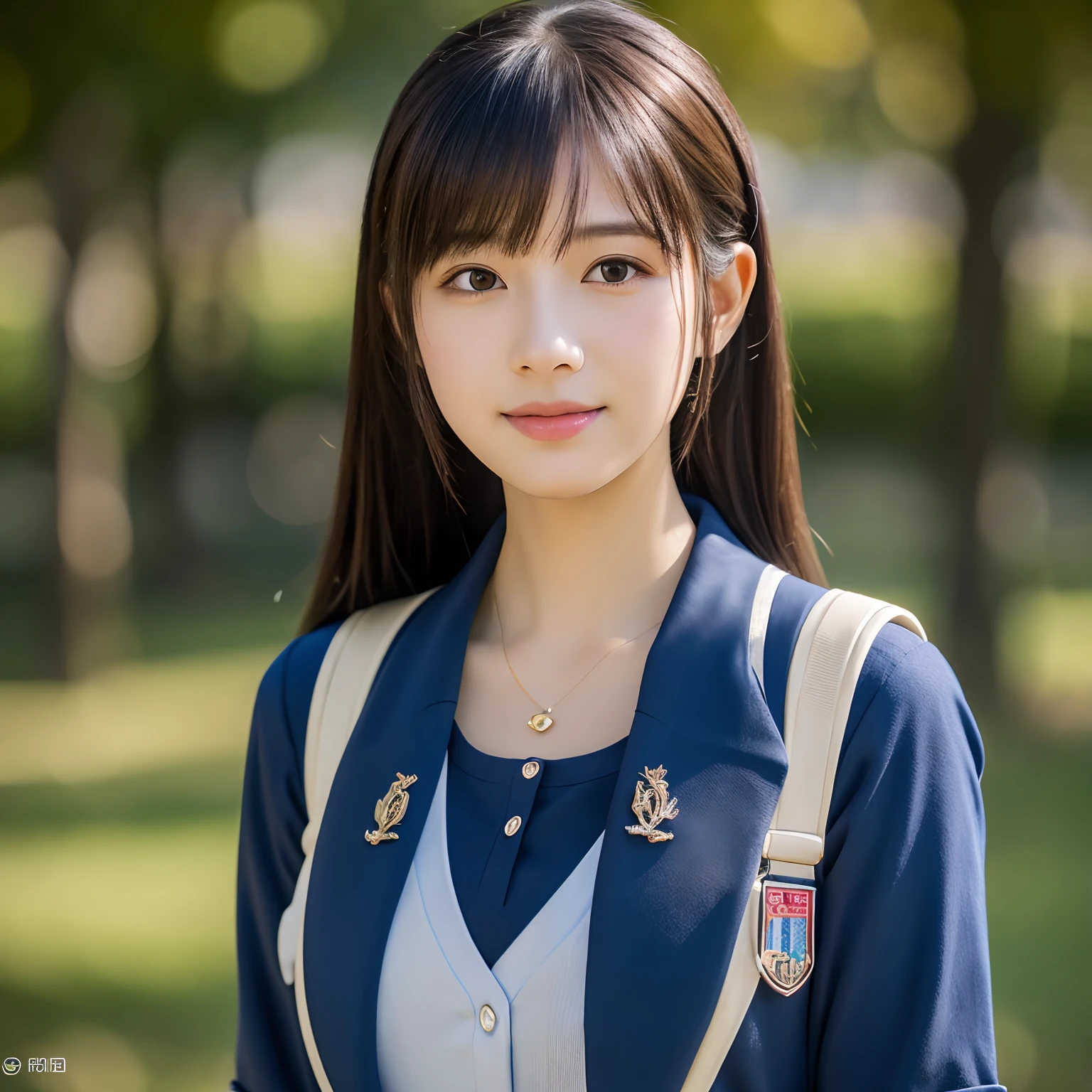 tmasterpiece,top-quality,offcial art,Highly detailed CG Unity 8K wallpapers,Like a girl,16yo gVery delicate beautiful,超A high resolution,(realisticlying:1.4),Golden Hour Lighting,(The upper part of the body),(Platinum Shorthair:0.8),(Puffy eyes),looking at viewert,Facing Front,ssmile,JK Skirt,a blue dress,The shirt boosts long black hair,(chiayi:1.5), closeup cleavage, tmasterpiece, best qualtiy, RAW photogr, realisticlying, faces, incredibly absurd res, Buatigarh, depth of fields, hight resolution, ultra - detailed, finedetail, Very detailed, extremely detailed eye and face, Sharp pupils, pupil realistic, tack sharp focus, cinmatic lighting