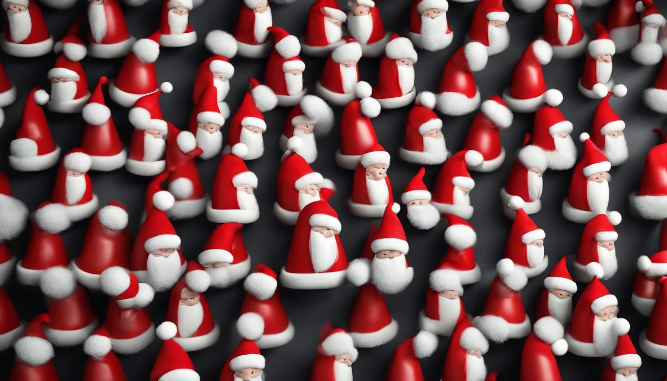 A festive and fun background with a repeating pattern of Santa Claus hats and belts, arranged in a playful and symmetrical design.