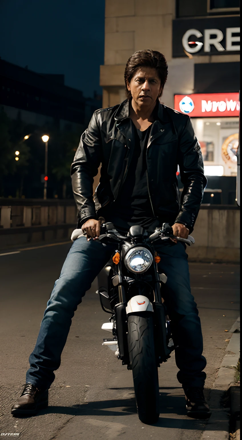 Srk siting.   On. Bmw bike