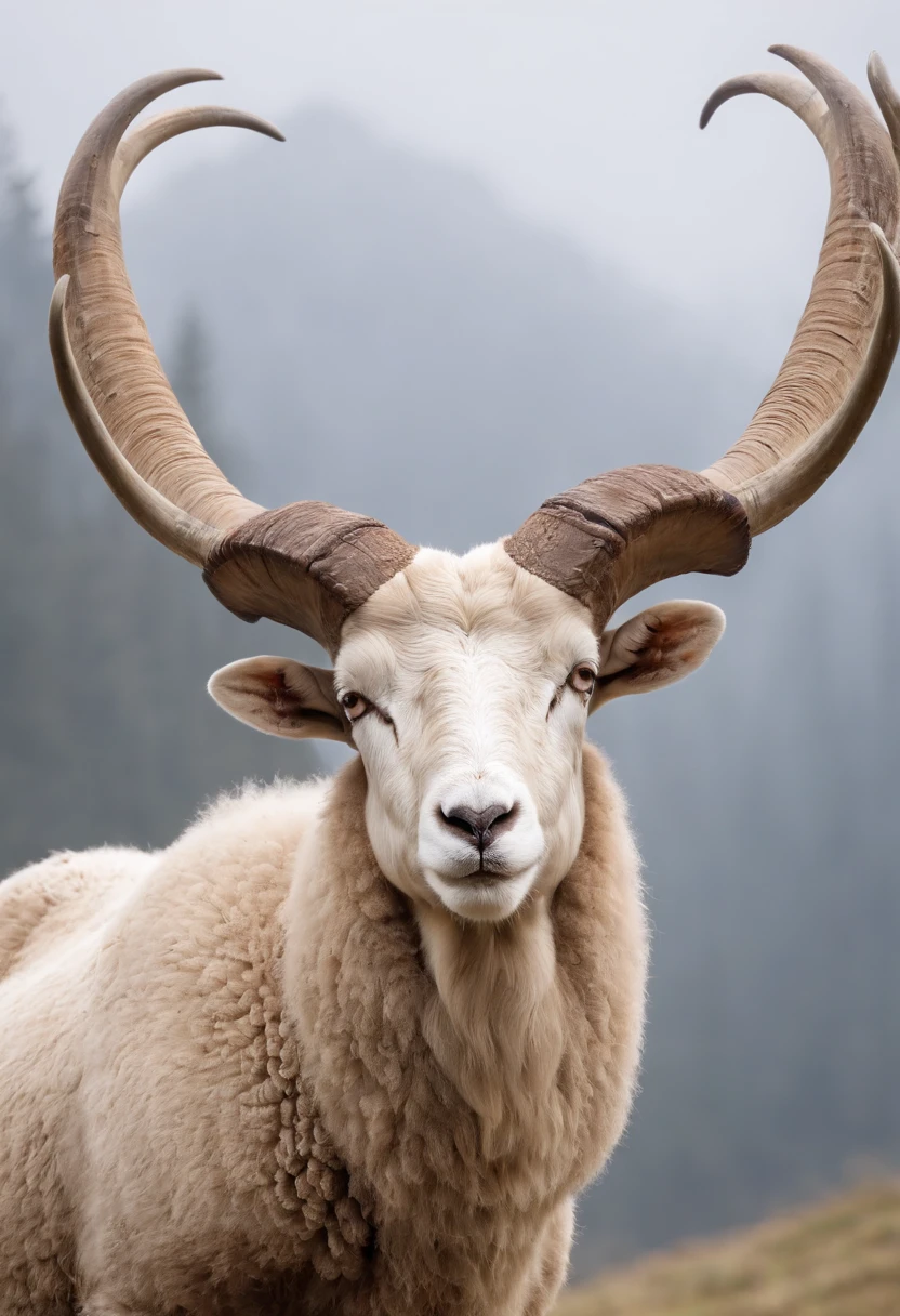 araffe with large horns standing in front of a white background, ram antlers, ram horns, ram sheep robot, sheep, horned ram goddess, big horn, big horns, white horns from eyebrows, ram skull, best on adobe stock, hybrid animal, battle ram, gold ram horns, goat, by Dietmar Damerau, huge horns, a horned