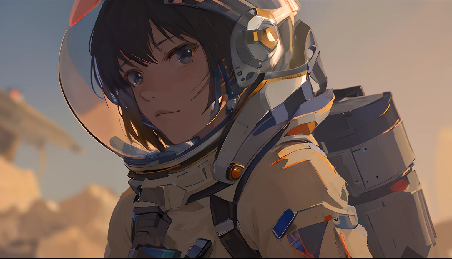 A close-up of a man in a spacesuit and a helmet, portrait anime space cadet girl, Makoto Shinkai ( apex legends ), Guviz, Guviz-style artwork, Makoto Shinkai. High detail, anime mecha aesthetic, makoto shinkai and bioware, Guweiz e Makoto Shinkai